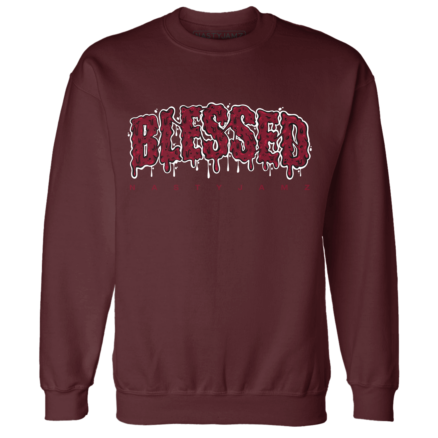 High White Team Red 1s Sweatshirt Match Blessed Text - NastyJamz