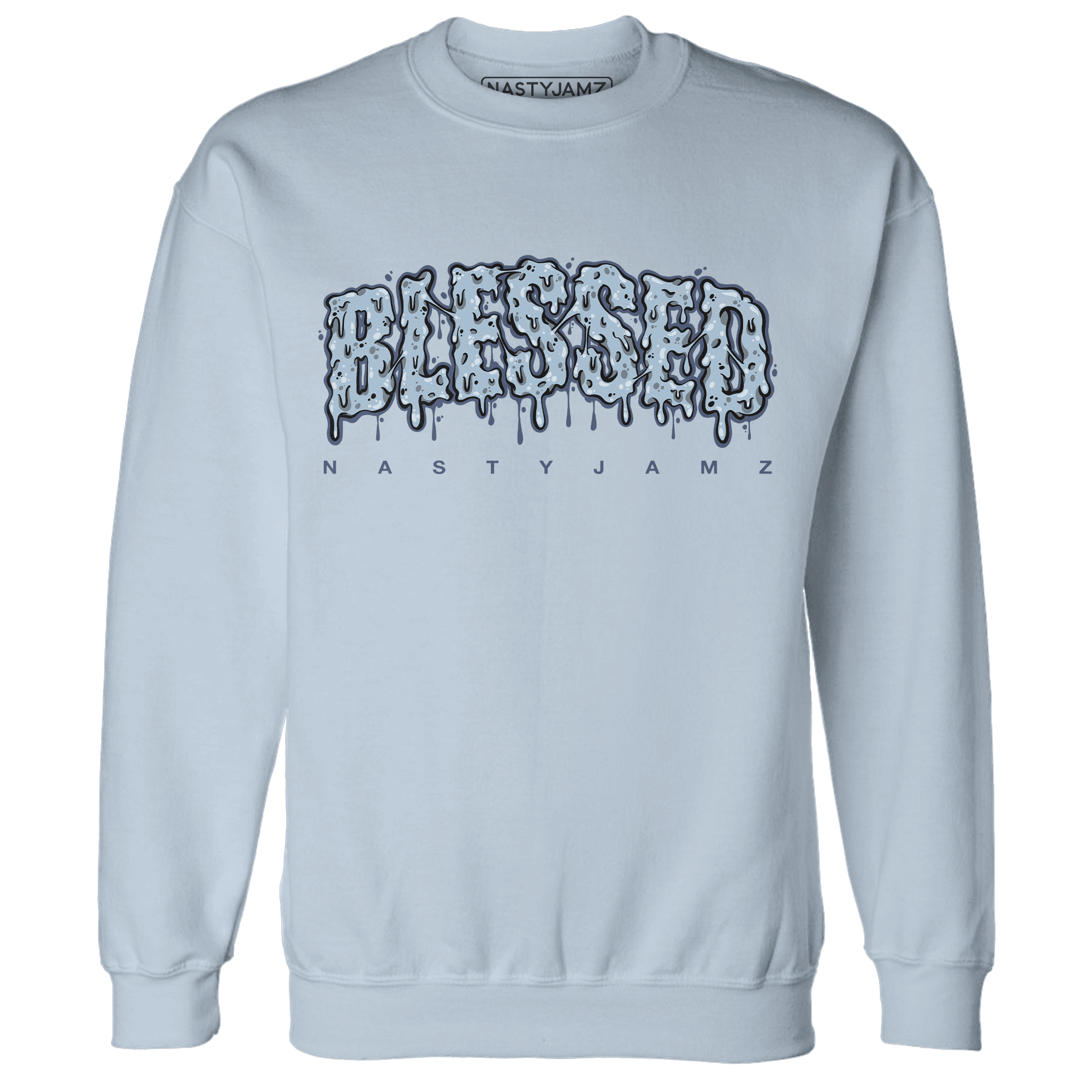 Mid Diffused Blue Grey 1s Sweatshirt Match Blessed Text - NastyJamz