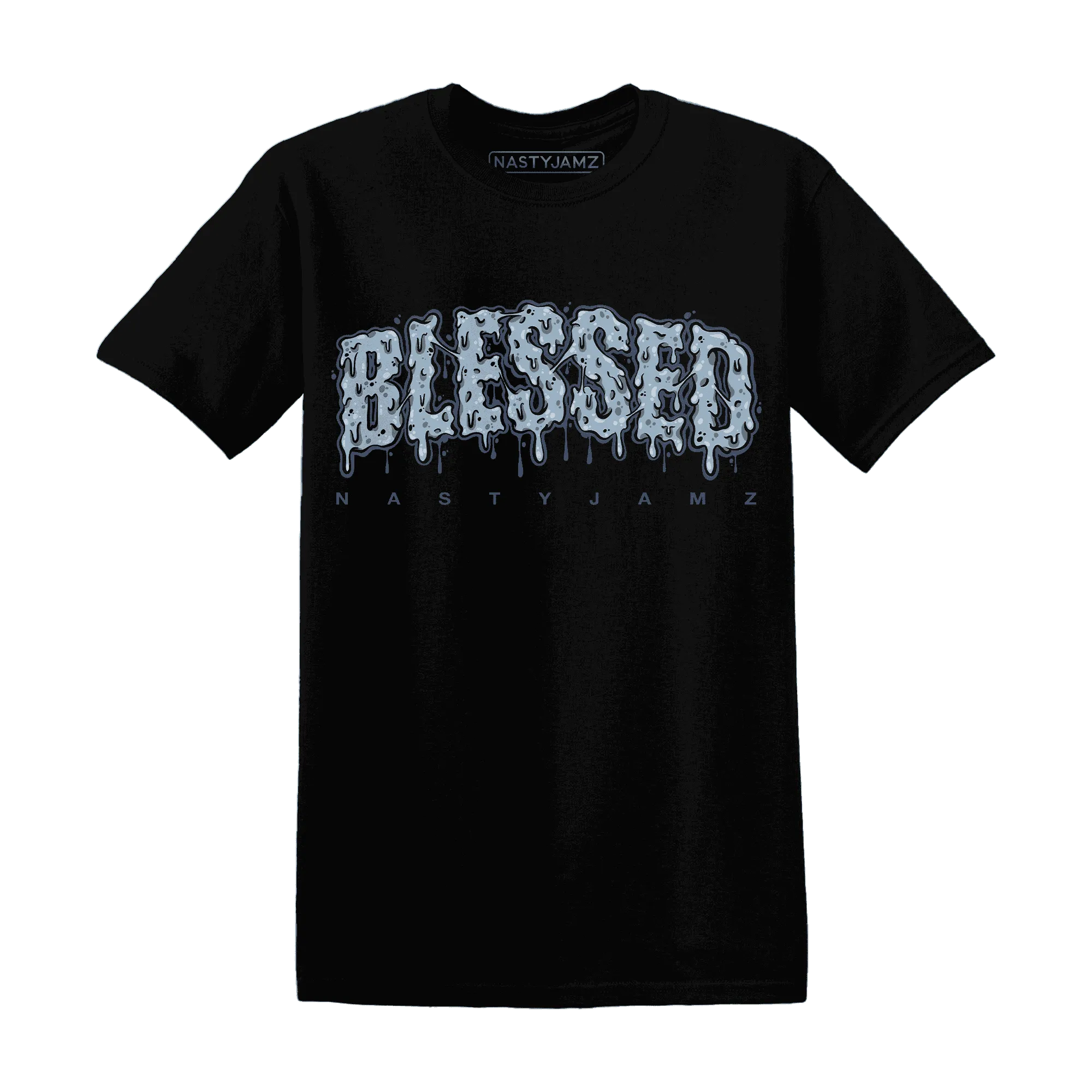 Mid-Diffused-Blue-Grey-1s-T-Shirt-Match-Blessed-Text