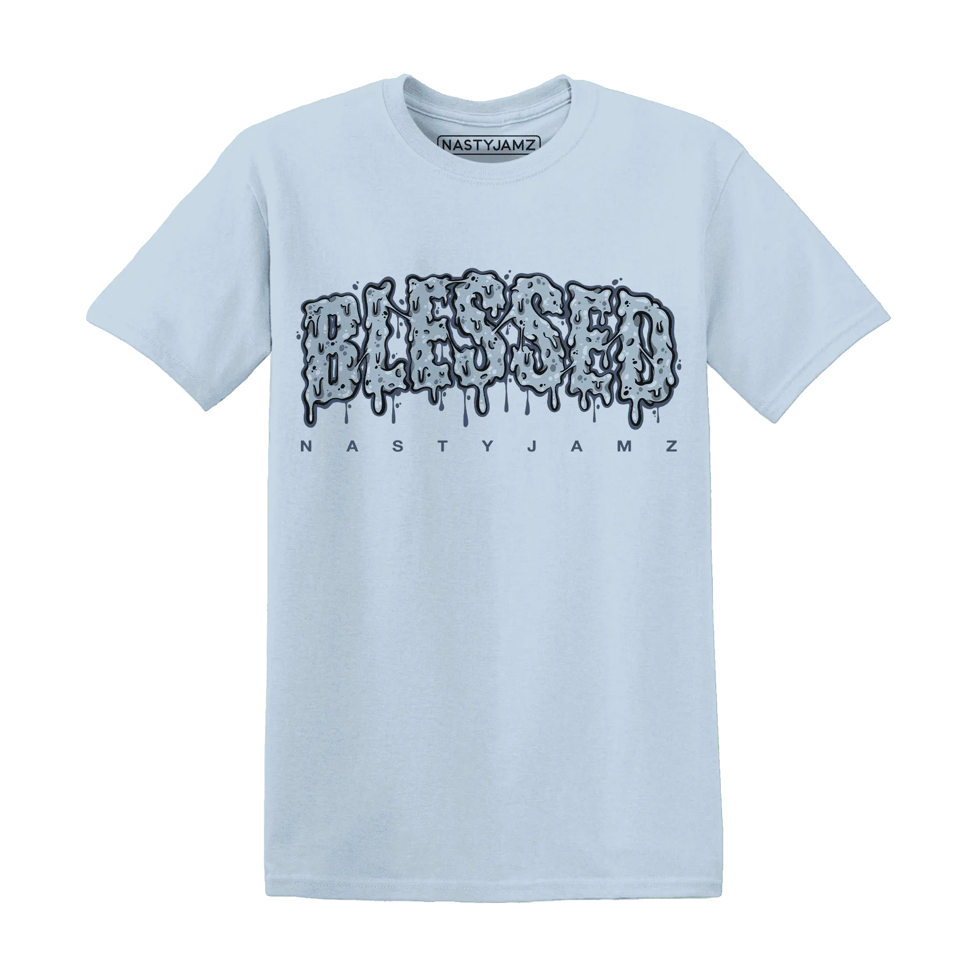 Mid-Diffused-Blue-Grey-1s-T-Shirt-Match-Blessed-Text