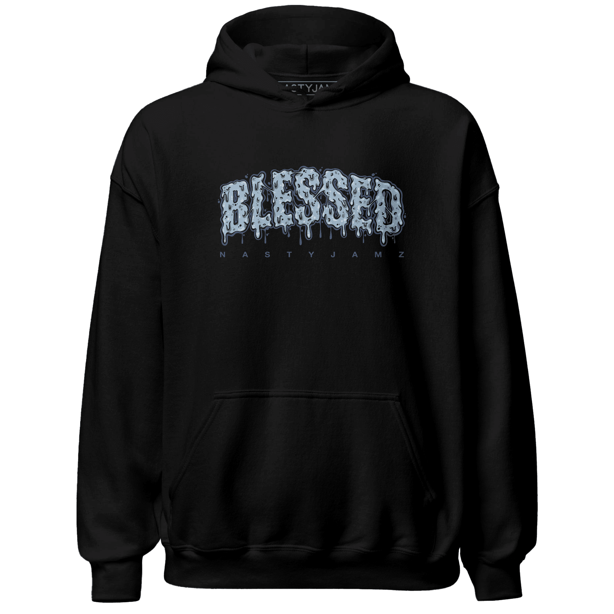 Mid Diffused Blue Grey 1s Hoodie Match Blessed Text - NastyJamz