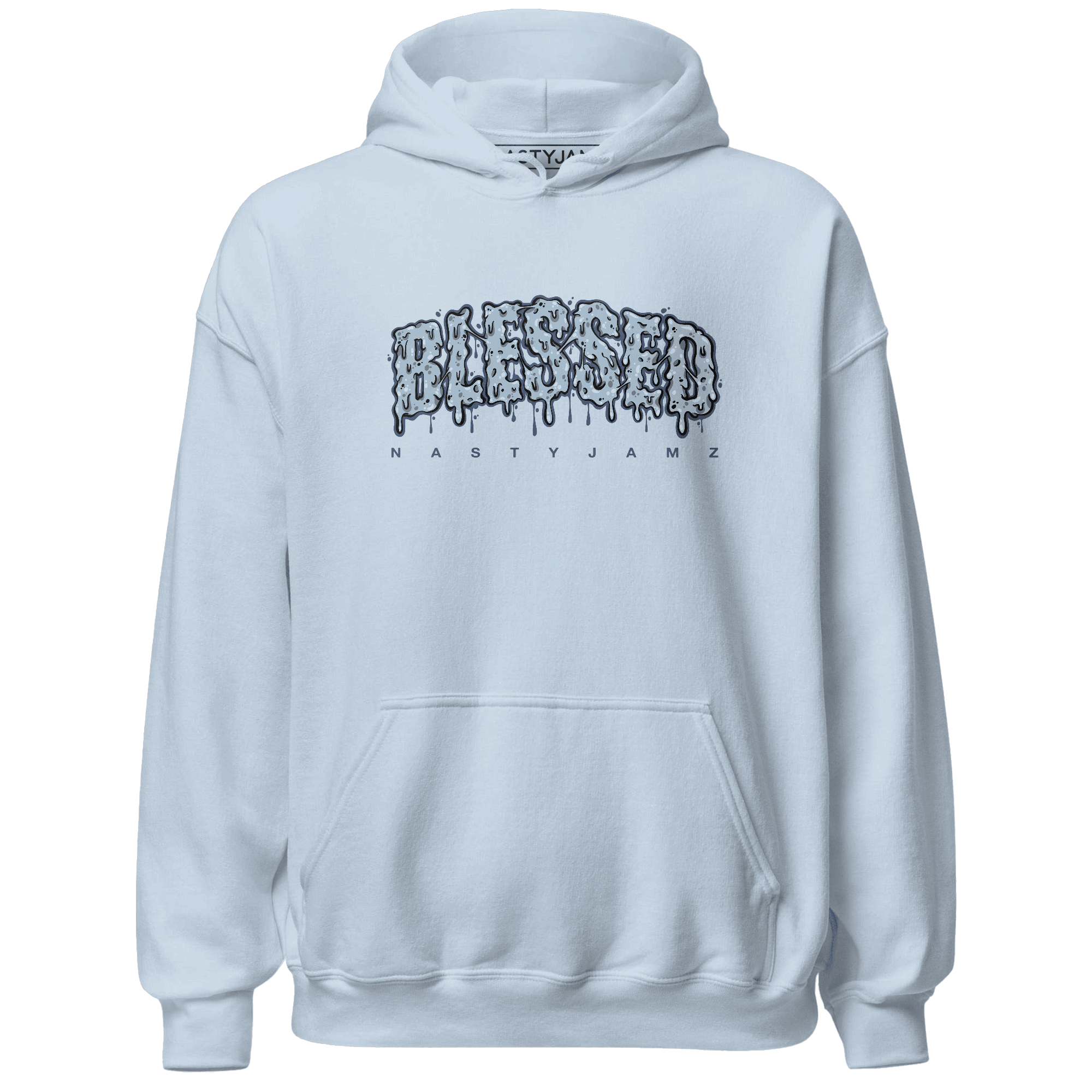 Mid Diffused Blue Grey 1s Hoodie Match Blessed Text - NastyJamz