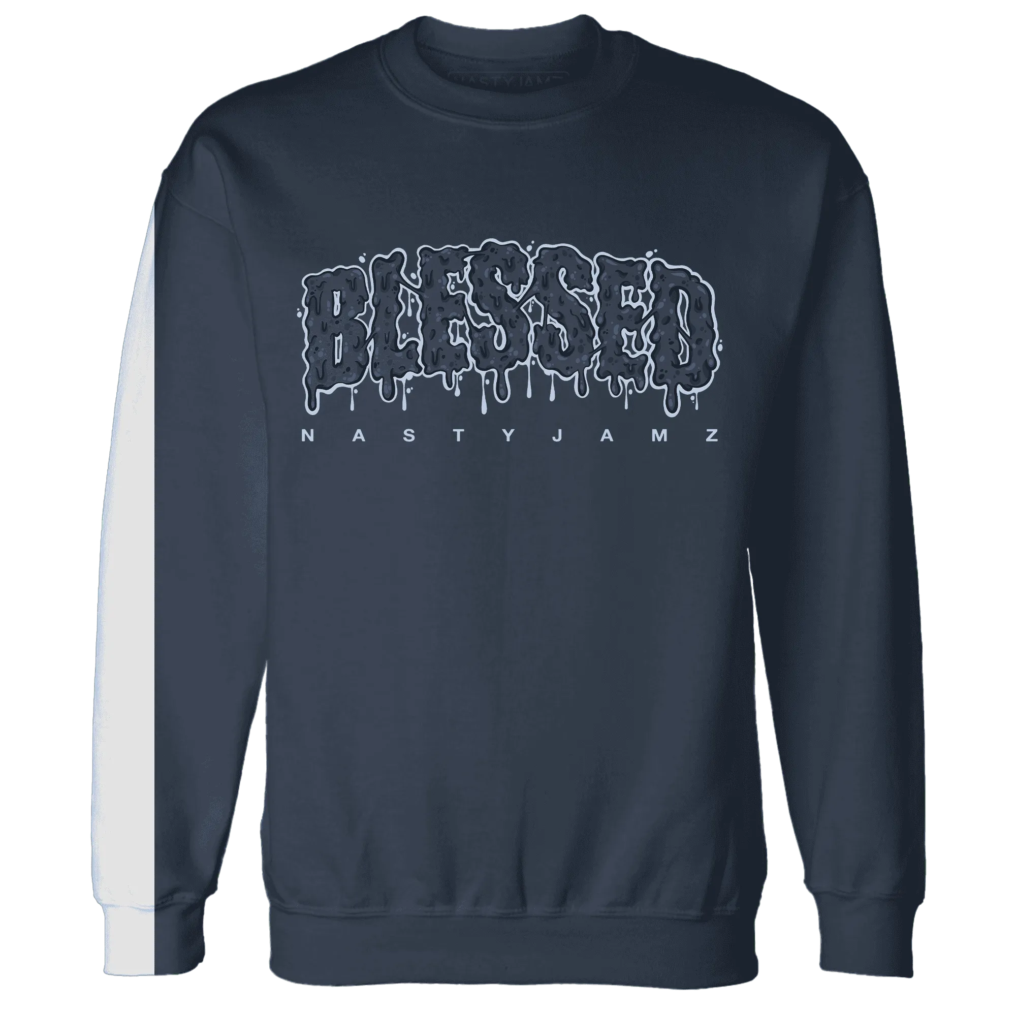 White-Navy-6s-Sweatshirt-Match-Blessed-Text