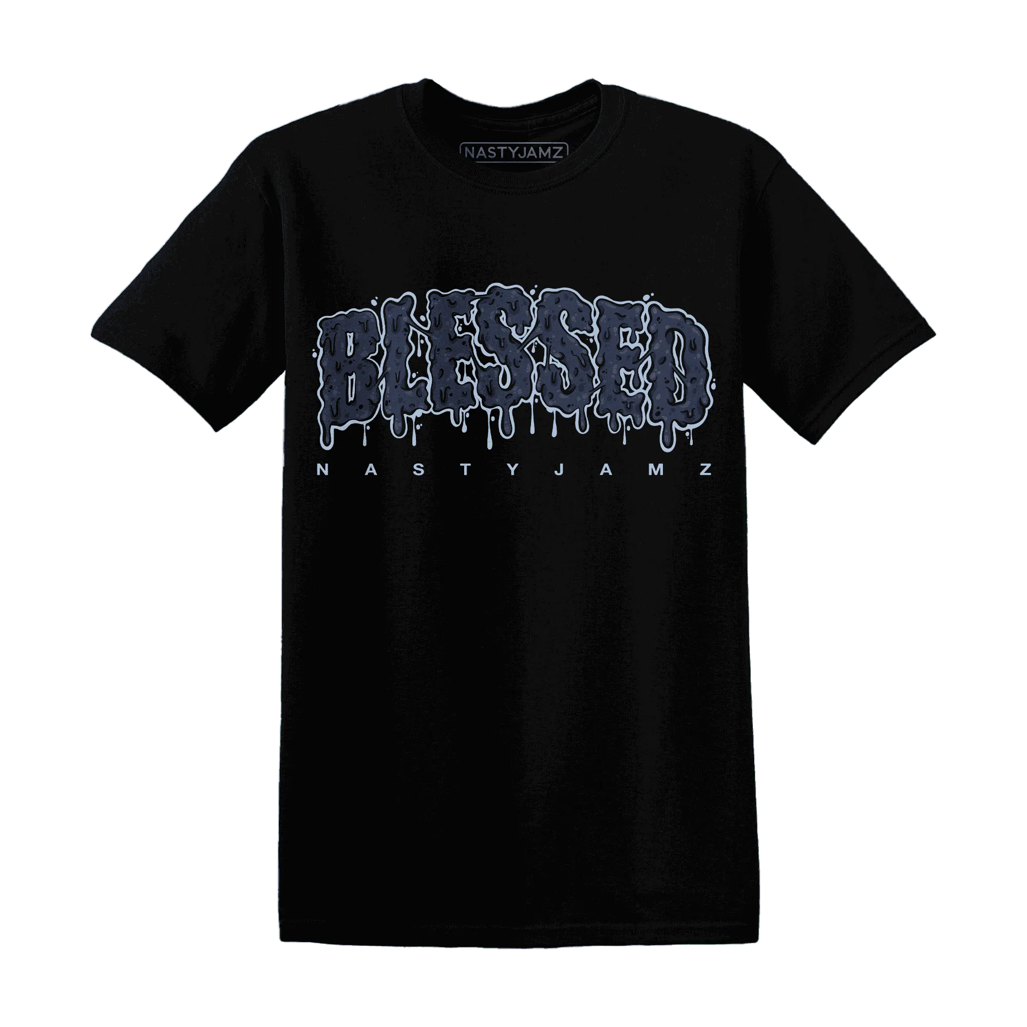 White-Navy-6s-T-Shirt-Match-Blessed-Text