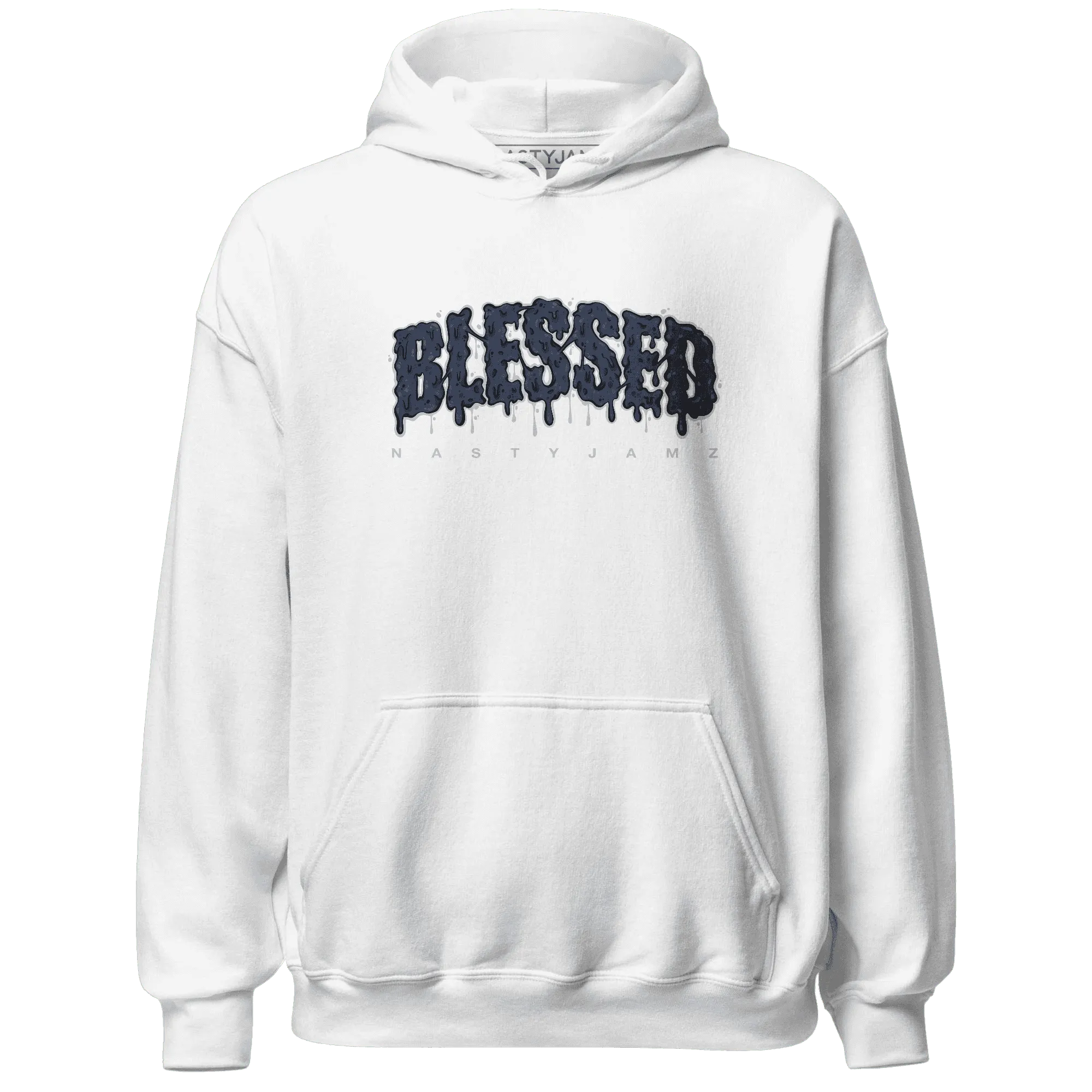 White-Navy-6s-Hoodie-Match-Blessed-Text