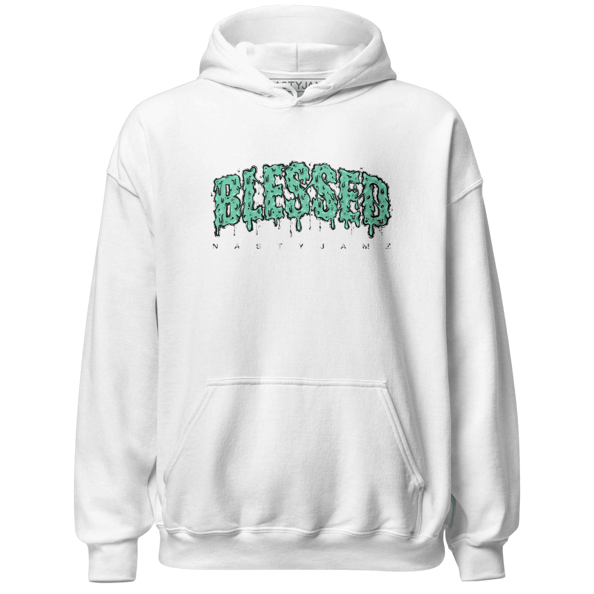 Green Glow 3s Hoodie Match Blessed Text - NastyJamz
