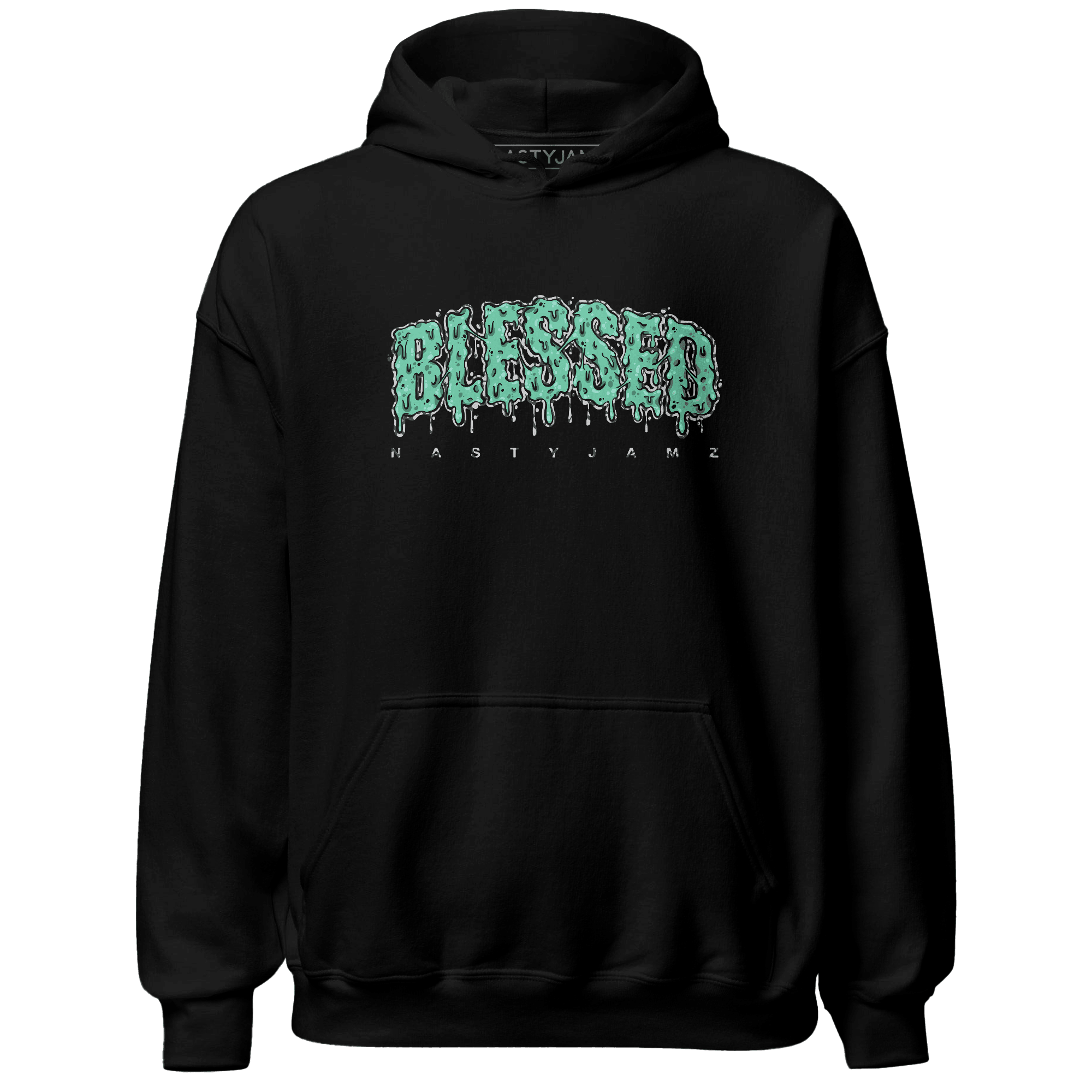 Green Glow 3s Hoodie Match Blessed Text - NastyJamz