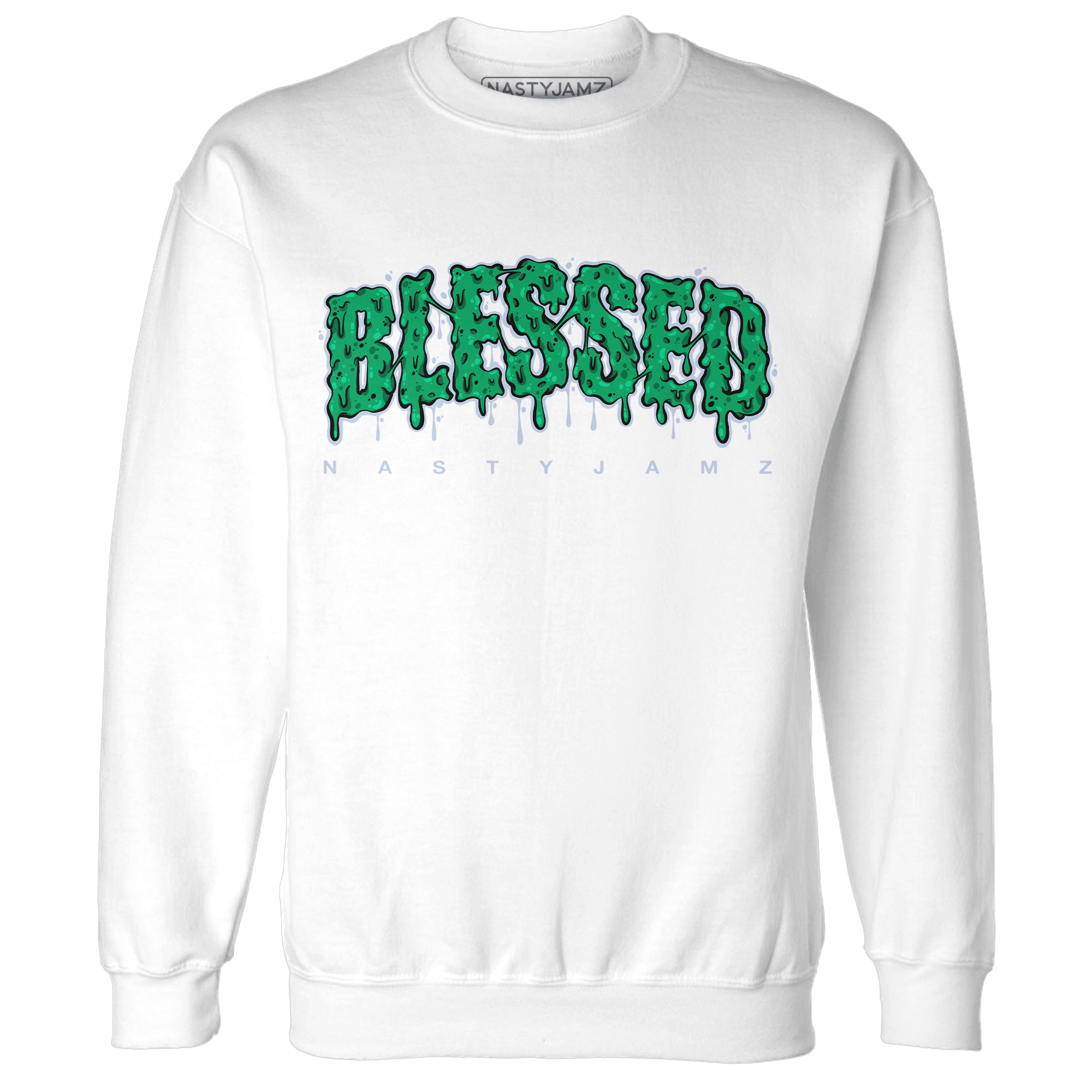 Lucky Green 5s Sweatshirt Match Blessed Text - NastyJamz