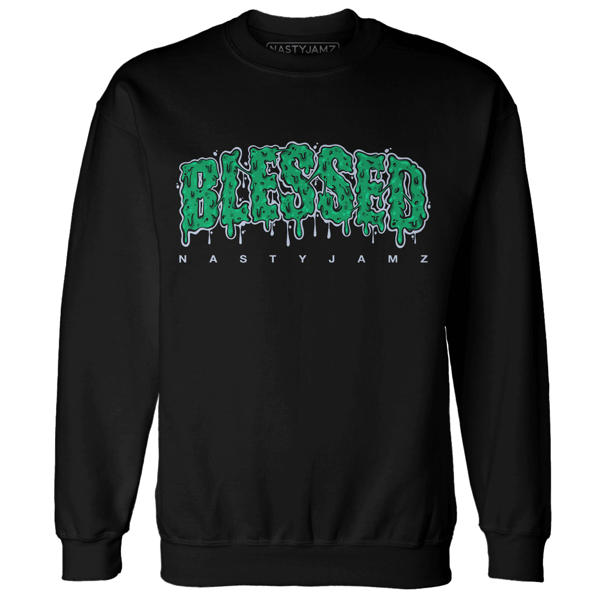 Lucky Green 5s Sweatshirt Match Blessed Text - NastyJamz