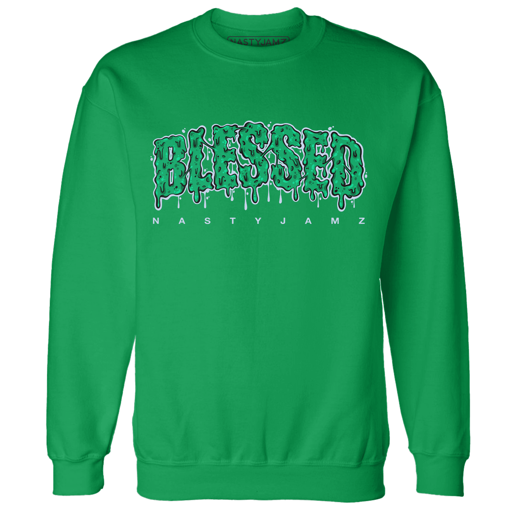 Lucky Green 5s Sweatshirt Match Blessed Text - NastyJamz