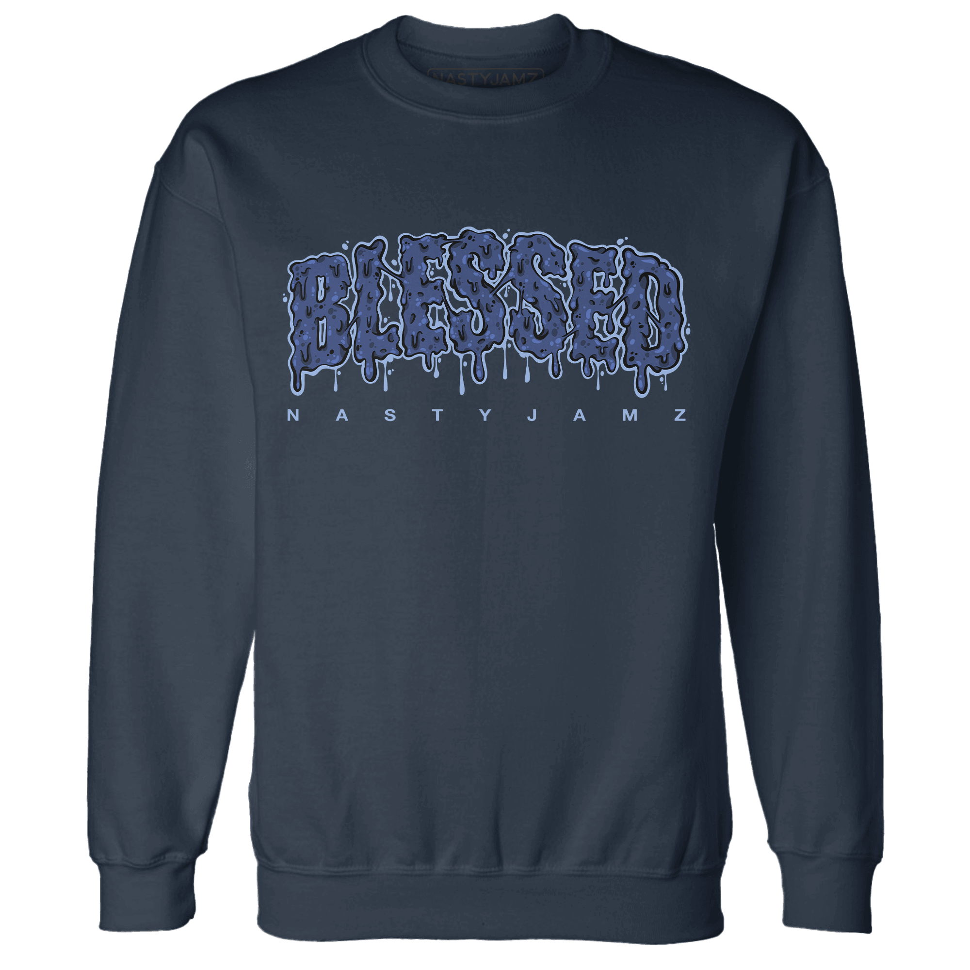 Midnight Navy 5s Sweatshirt Match Blessed Text - NastyJamz