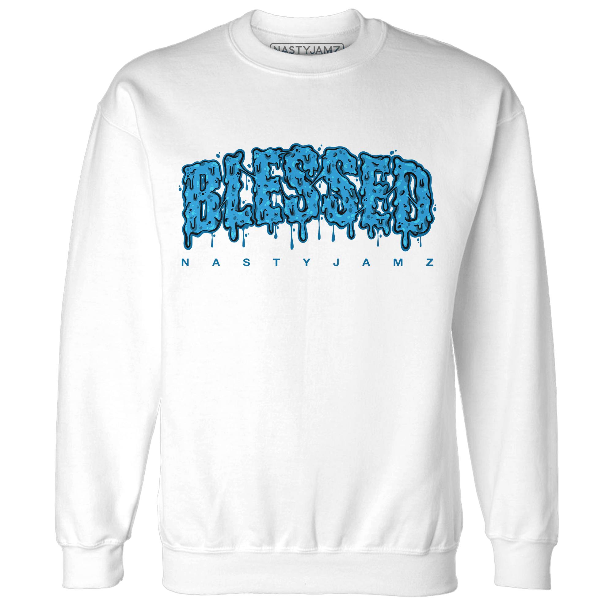 Powder Blue 9s Sweatshirt Match Blessed Text - NastyJamz