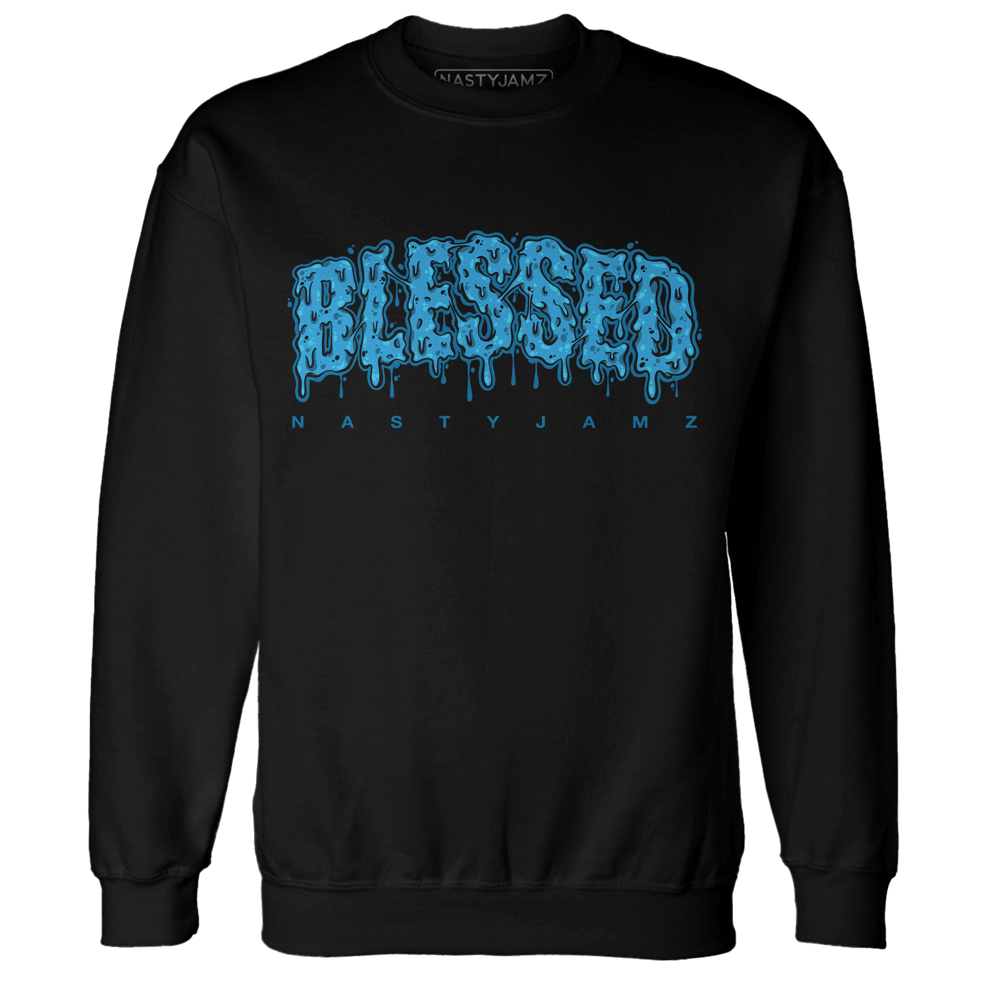 Powder Blue 9s Sweatshirt Match Blessed Text - NastyJamz