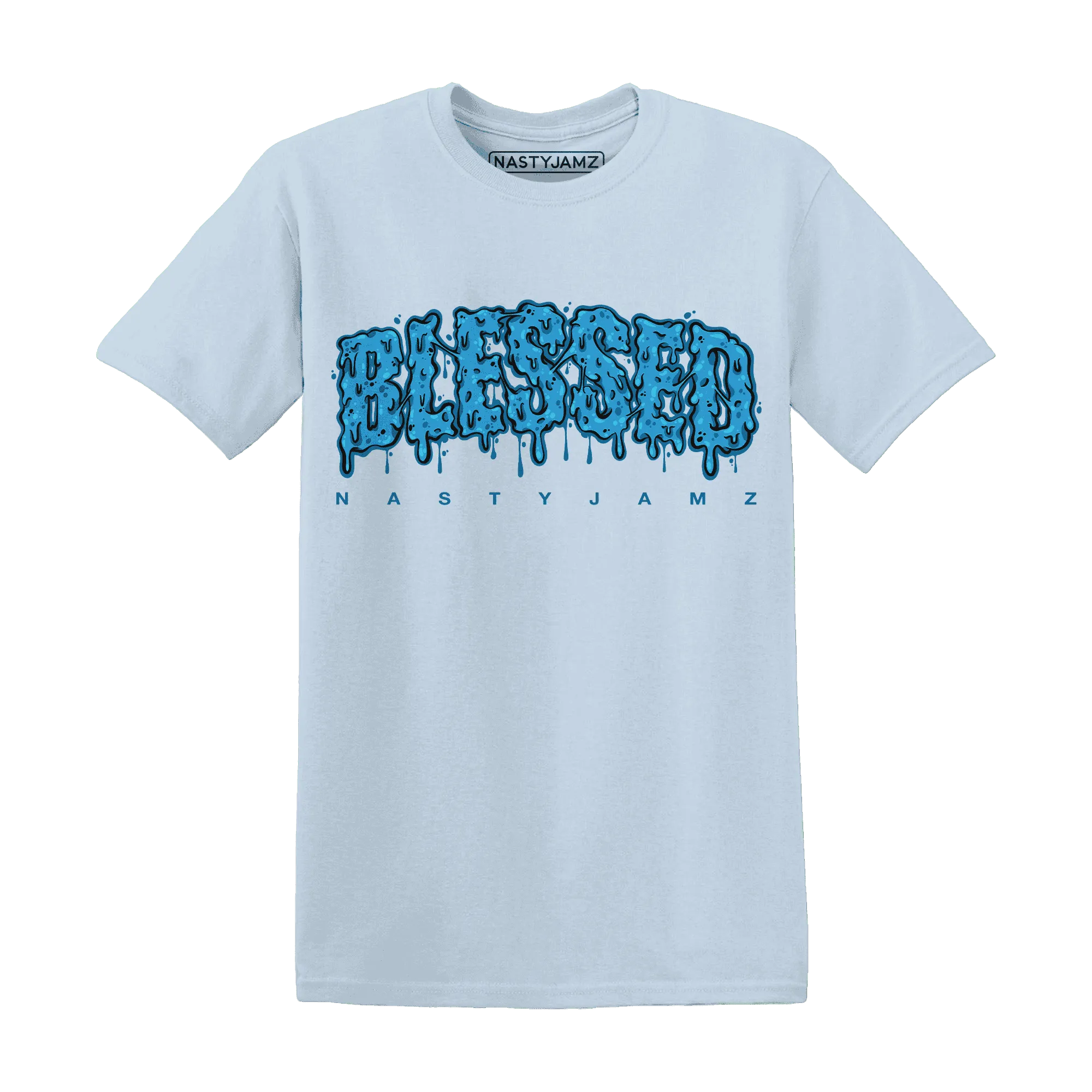Powder-Blue-9s-T-Shirt-Match-Blessed-Text