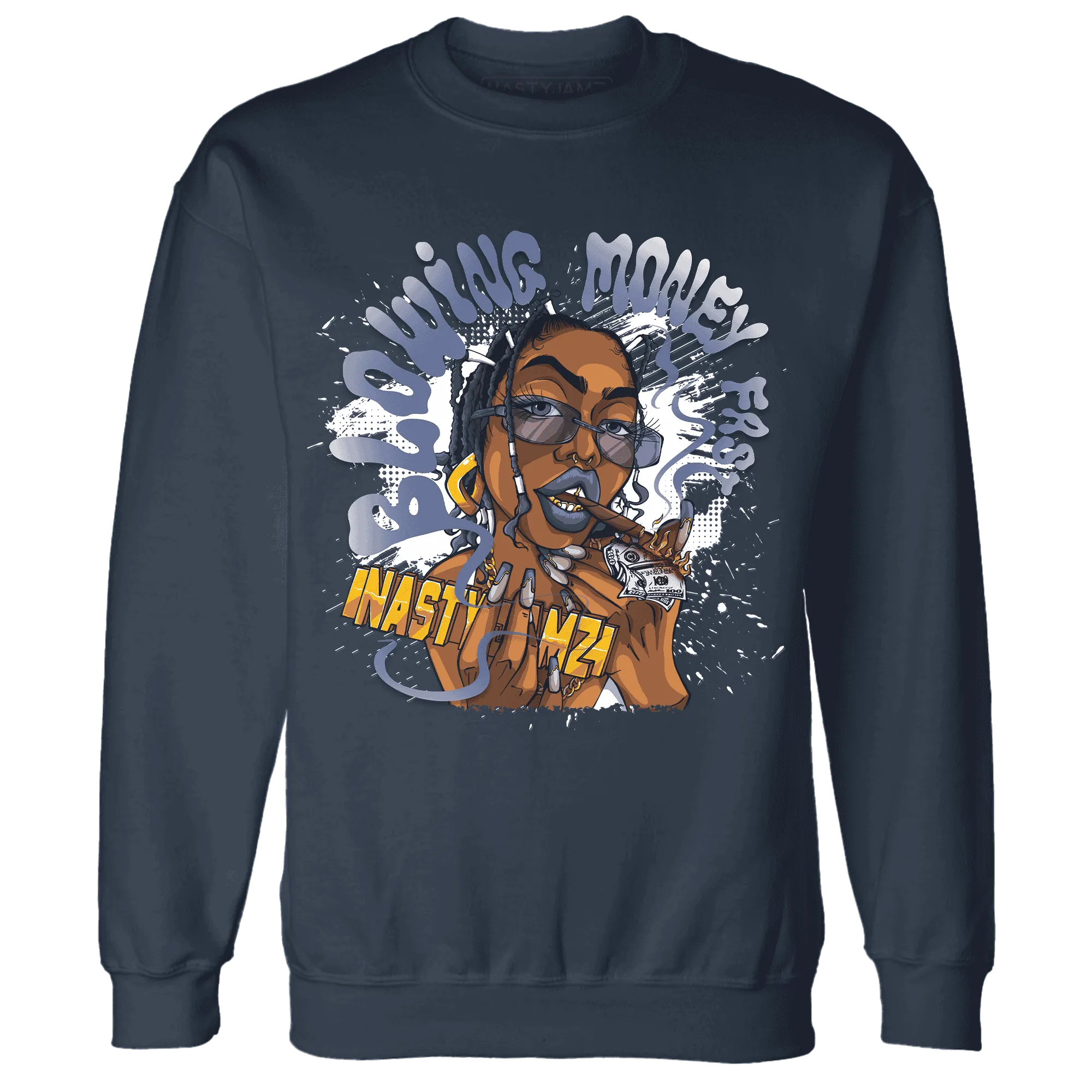 Low-Diffused-Blue-11s-Sweatshirt-Match-Blowing-Money-Fast-Girl