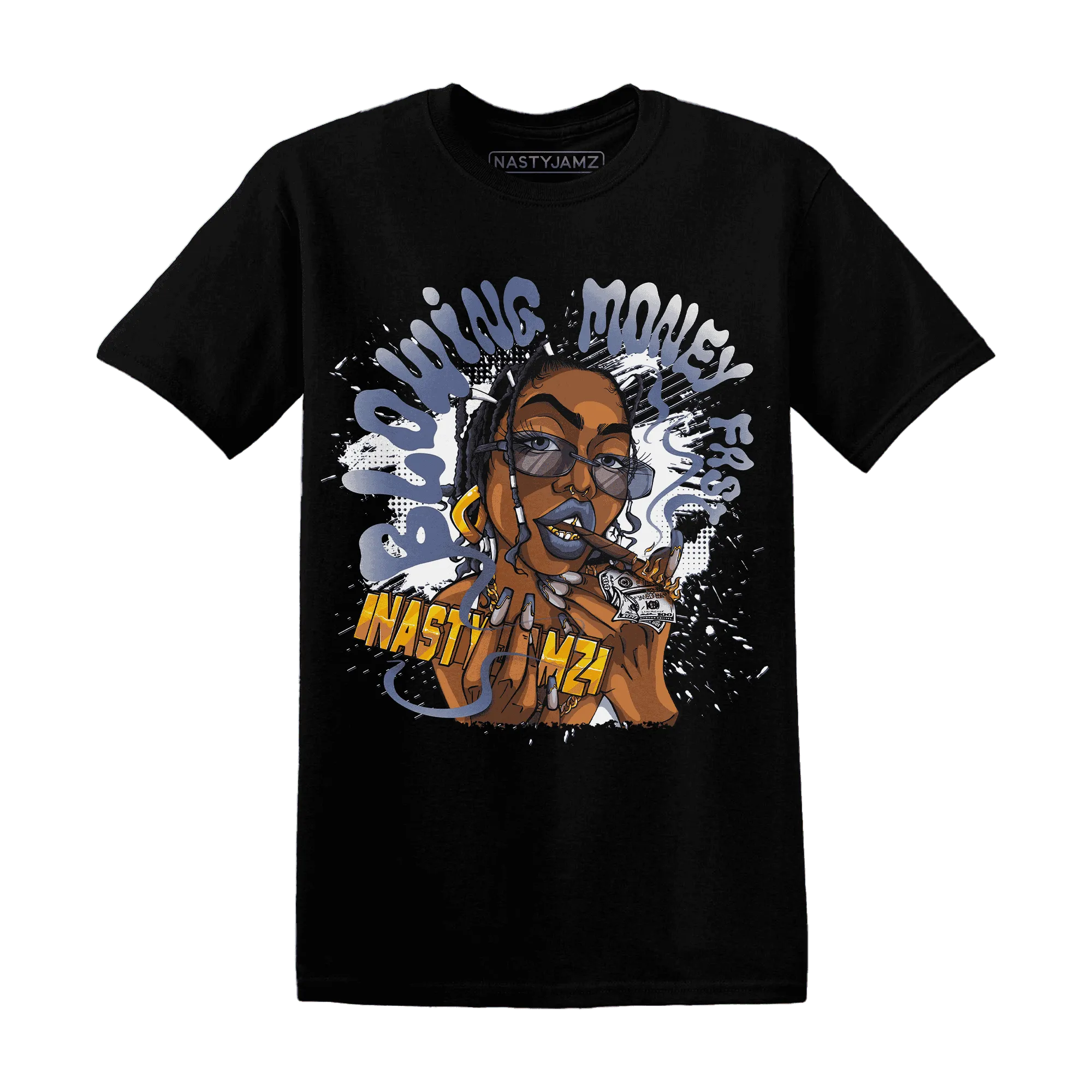 Low-Diffused-Blue-11s-T-Shirt-Match-Blowing-Money-Fast-Girl
