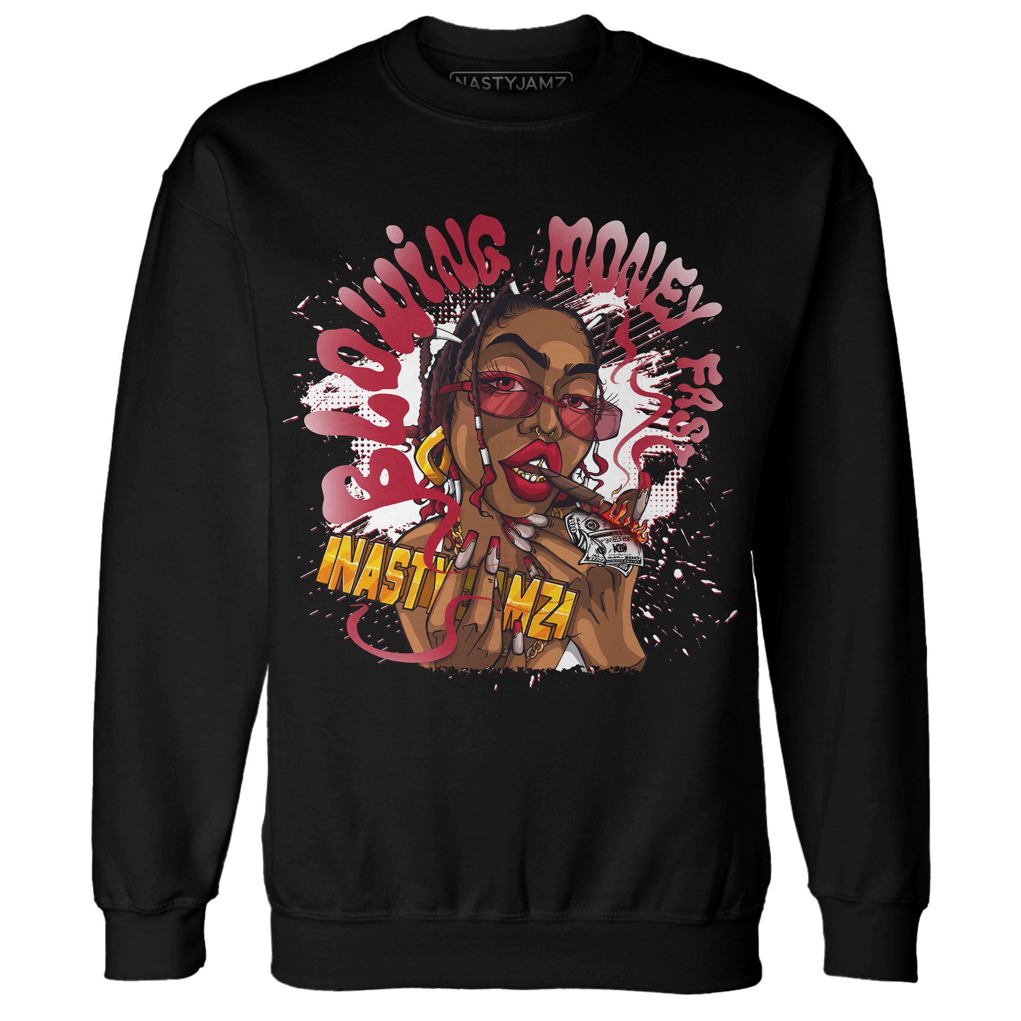 Retro Red Taxi 12s Sweatshirt Match Blowing Money Fast Girl - NastyJamz