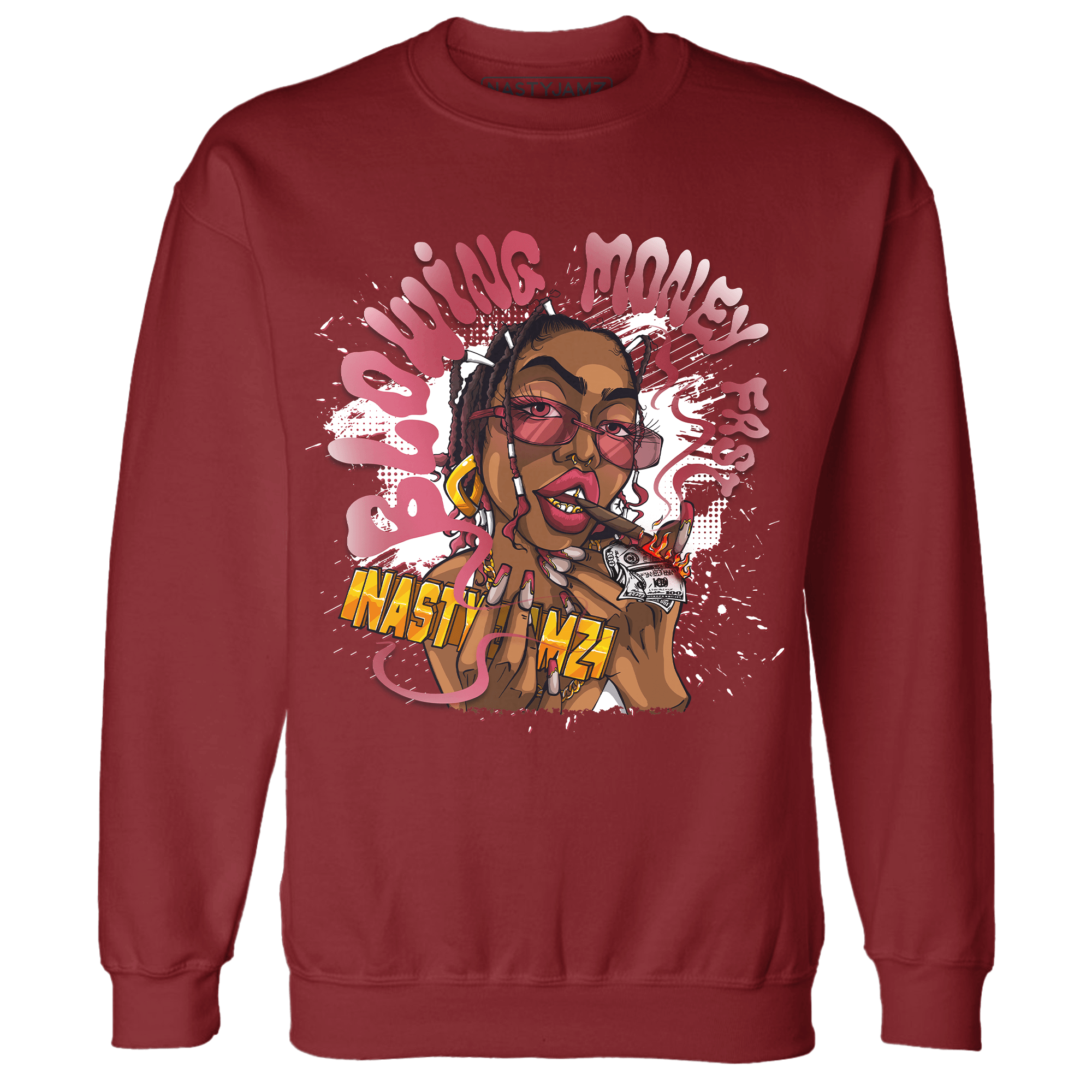 High 85 Metallic Burgundy 1s Sweatshirt Match Blowing Money Fast Girl - NastyJamz