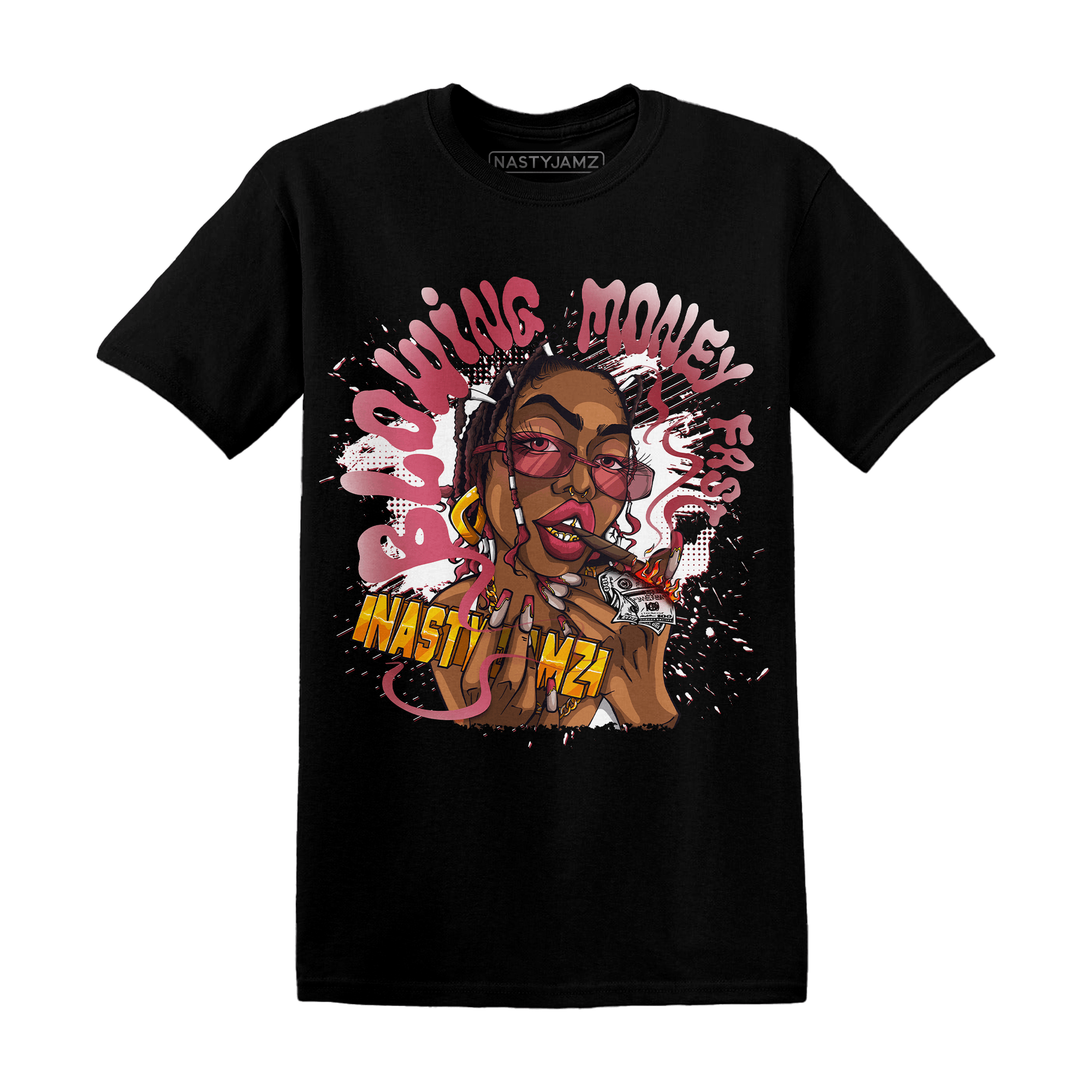 High 85 Metallic Burgundy 1s T Shirt Match Blowing Money Fast Girl - NastyJamz