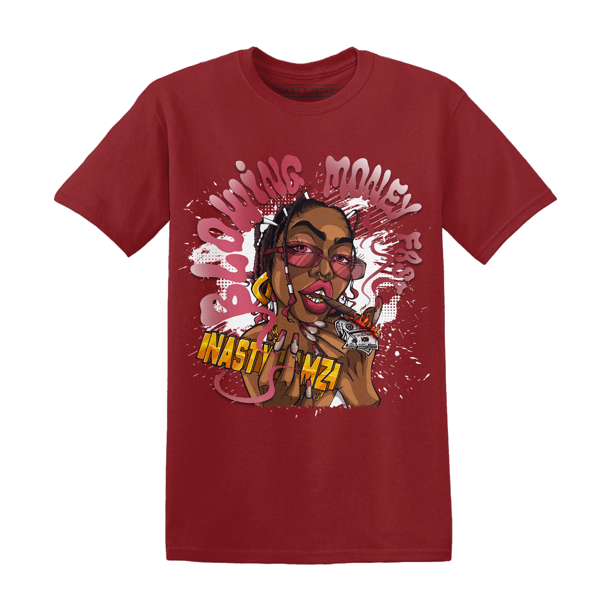 High 85 Metallic Burgundy 1s T Shirt Match Blowing Money Fast Girl - NastyJamz