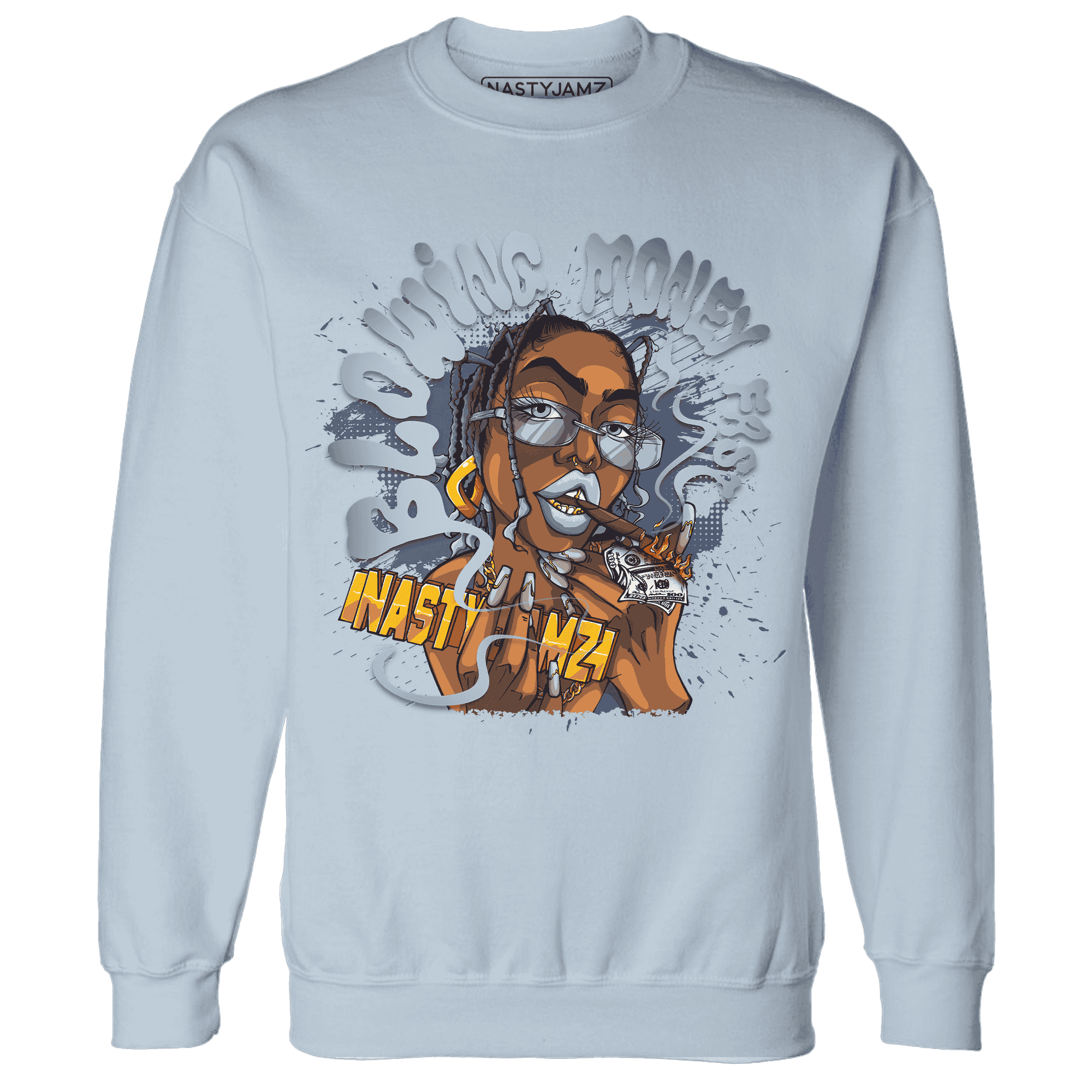 Mid Diffused Blue Grey 1s Sweatshirt Match Blowing Money Fast Girl - NastyJamz