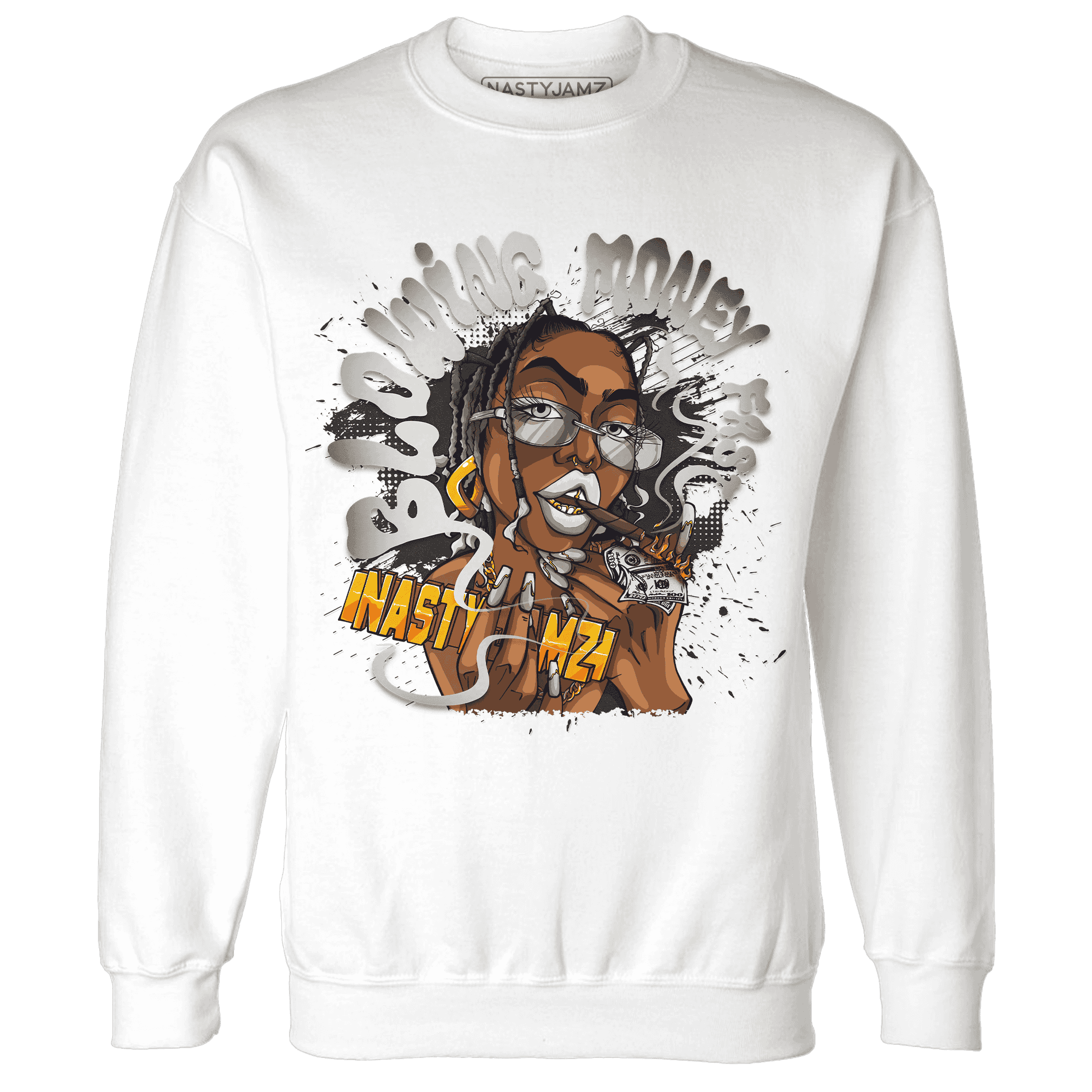 Quaiii 54 3s Sweatshirt Match Blowing Money Fast Girl - NastyJamz