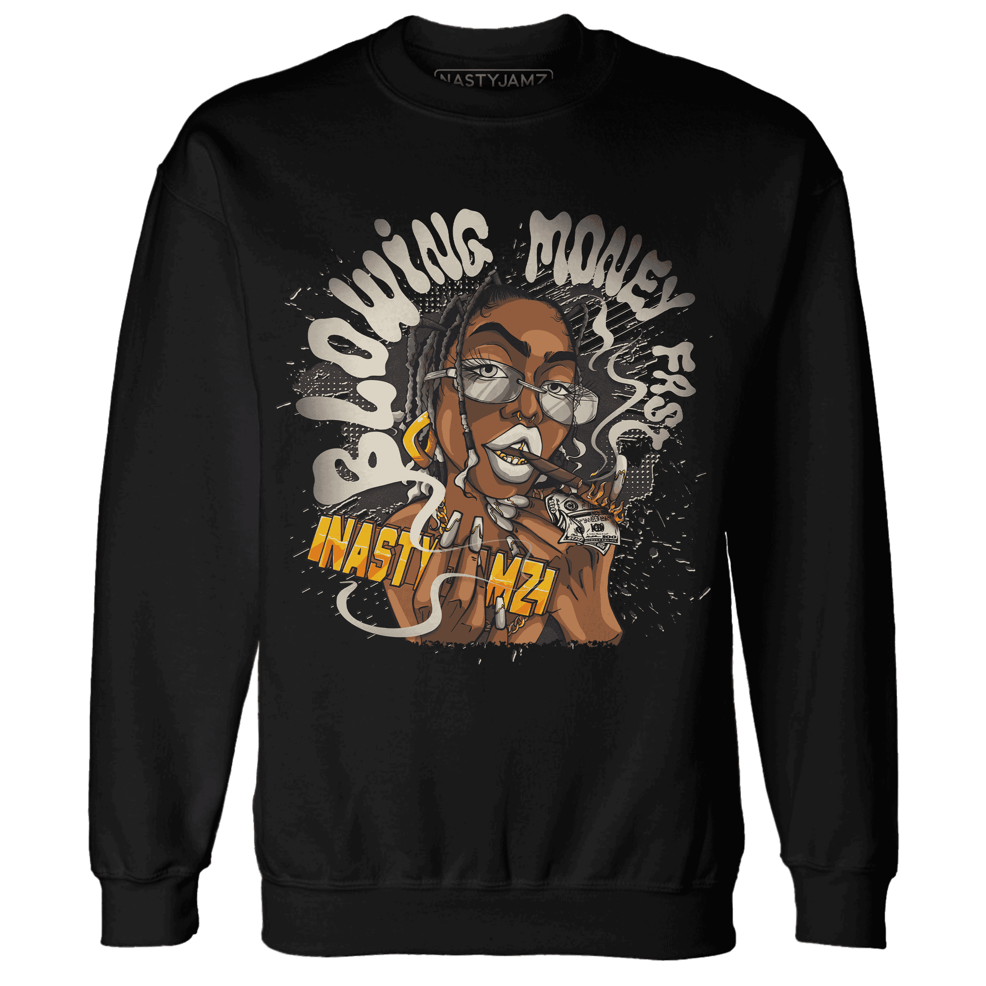 Quaiii 54 3s Sweatshirt Match Blowing Money Fast Girl - NastyJamz
