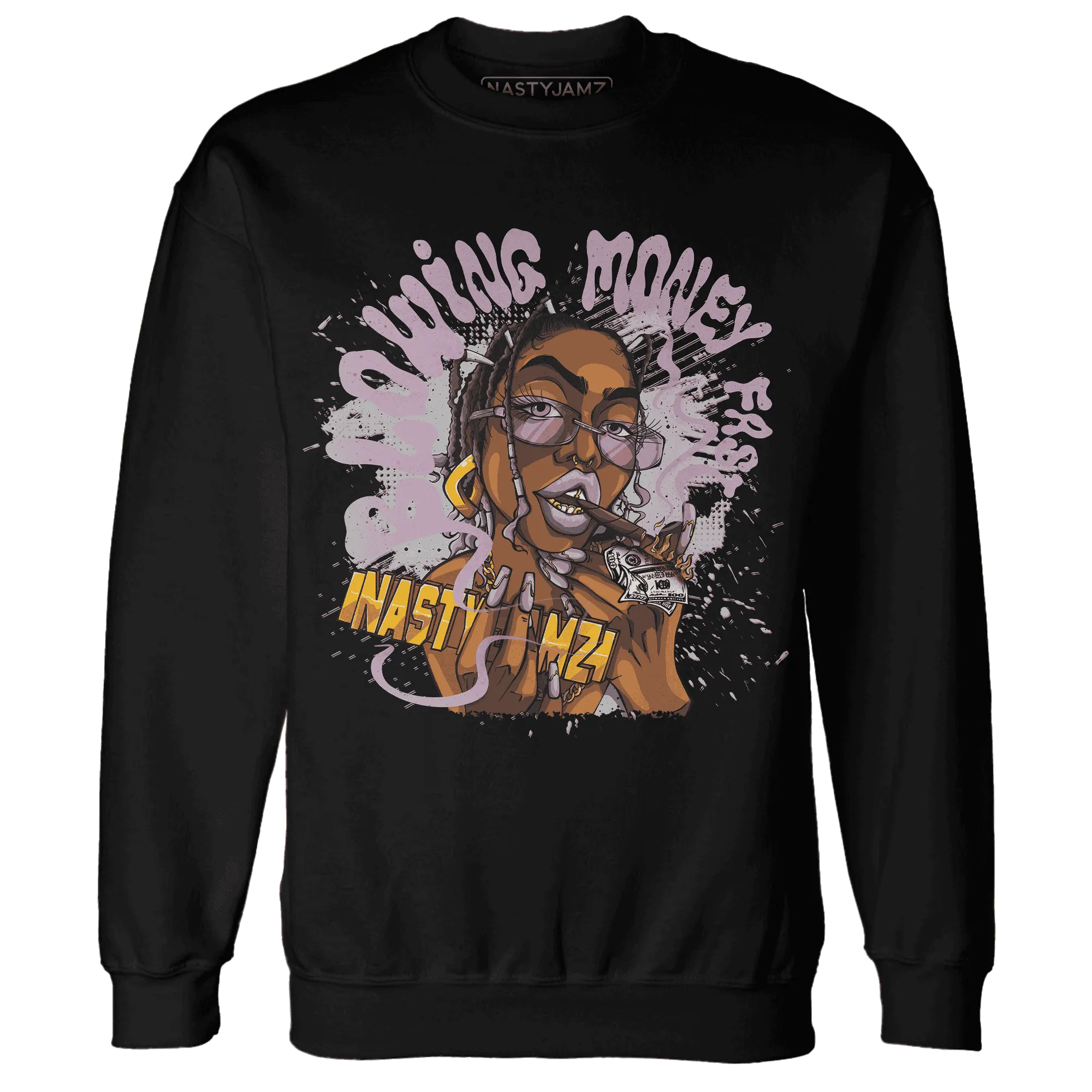 Orchid-Neutral-Grey-Black-White-4s-NastyJamz-Sweatshirt-Match-Blowing-Money-Fast-Girl