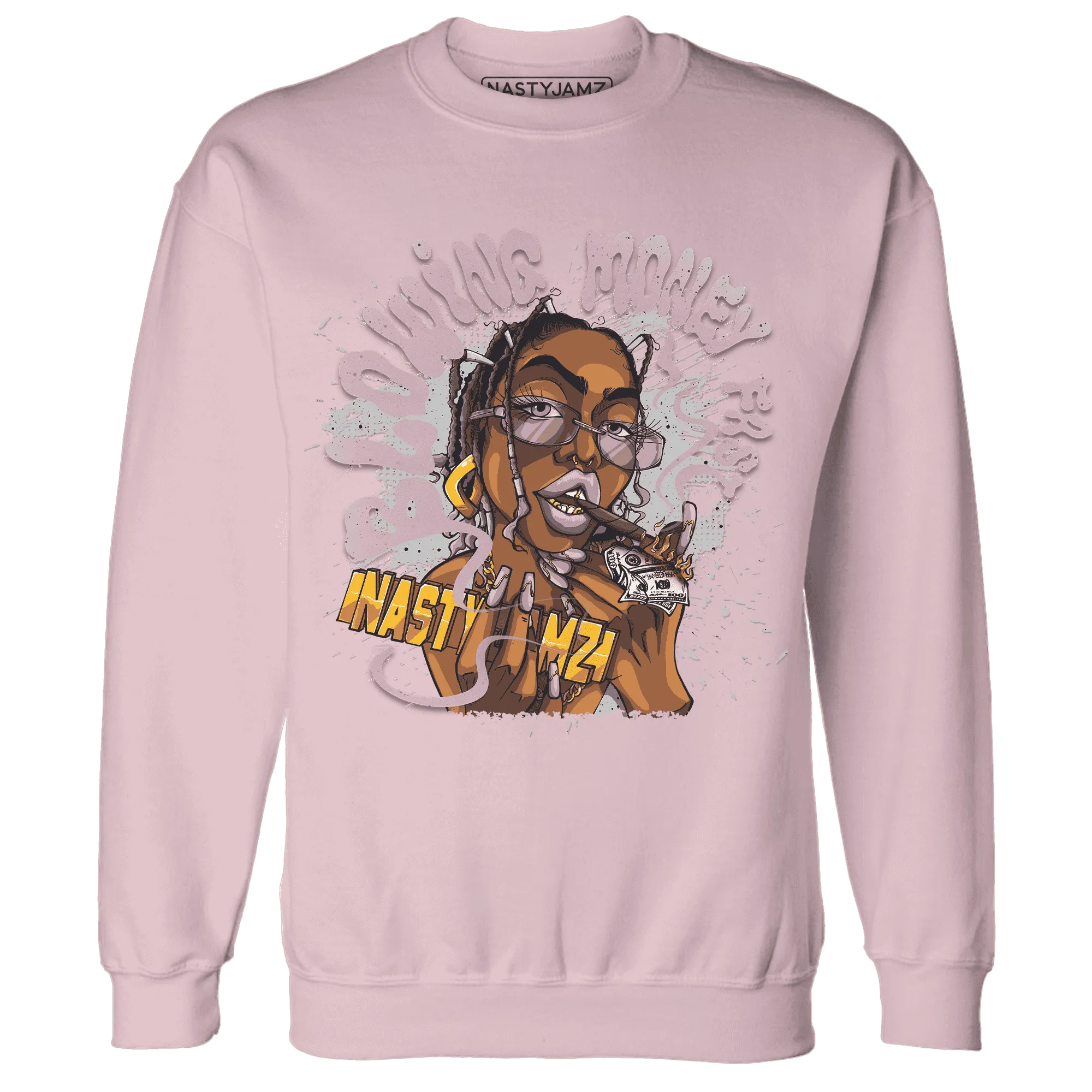 Orchid-Neutral-Grey-Black-White-4s-NastyJamz-Sweatshirt-Match-Blowing-Money-Fast-Girl