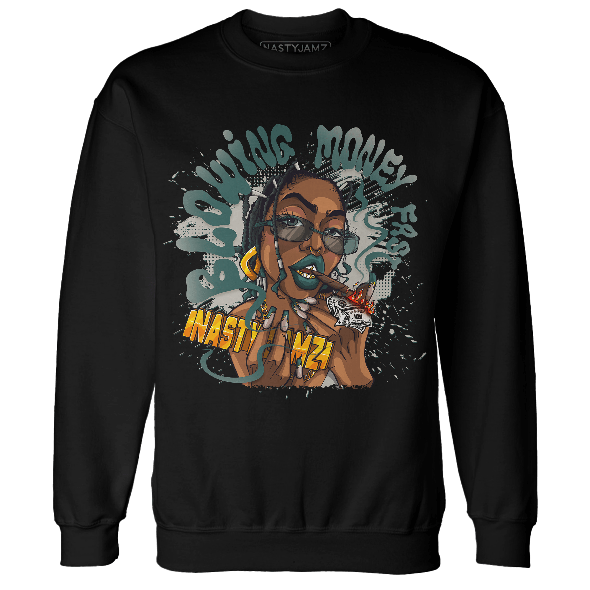 Oxidized Green 4s Sweatshirt Match Blowing Money Fast Girl - NastyJamz