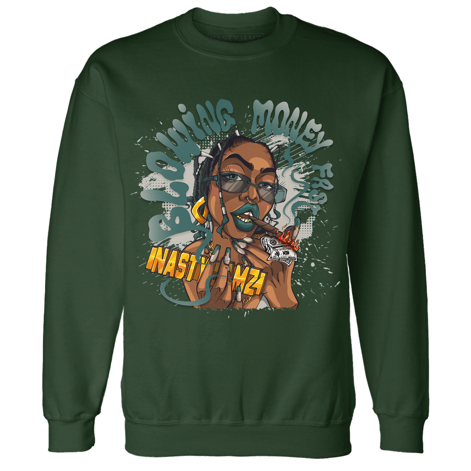 Oxidized Green 4s Sweatshirt Match Blowing Money Fast Girl - NastyJamz