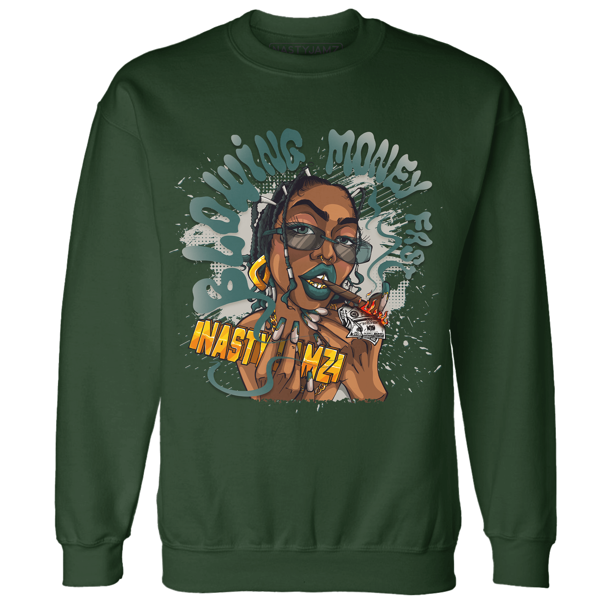 Oxidized Green 4s Sweatshirt Match Blowing Money Fast Girl - NastyJamz