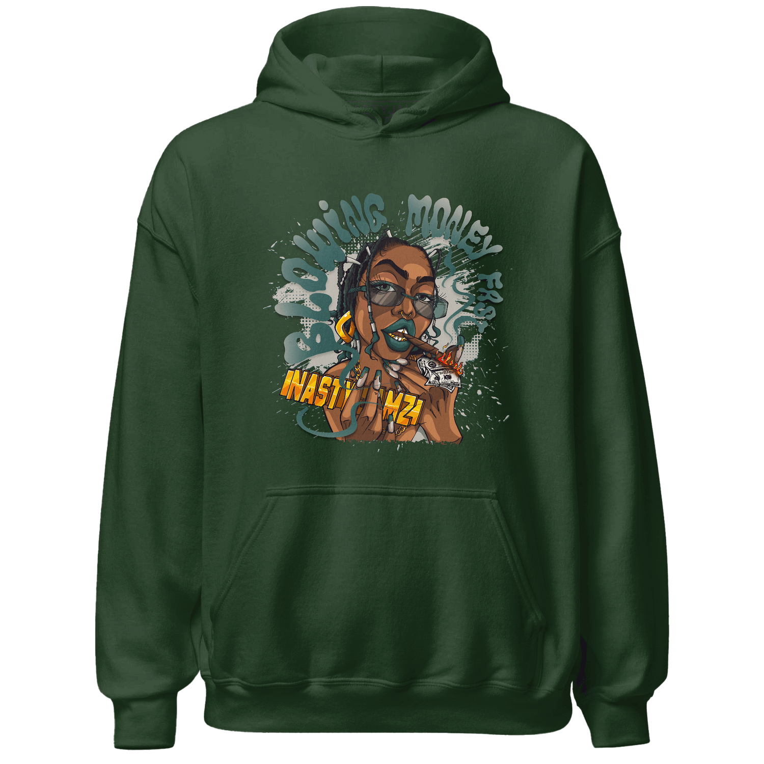 Oxidized Green 4s Hoodie Match Blowing Money Fast Girl - NastyJamz