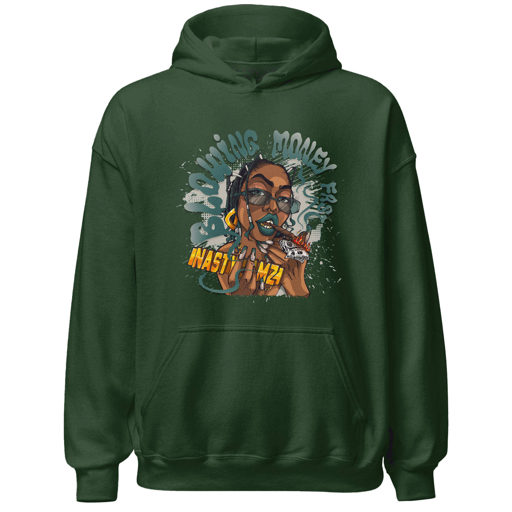 Oxidized Green 4s Hoodie Match Blowing Money Fast Girl - NastyJamz