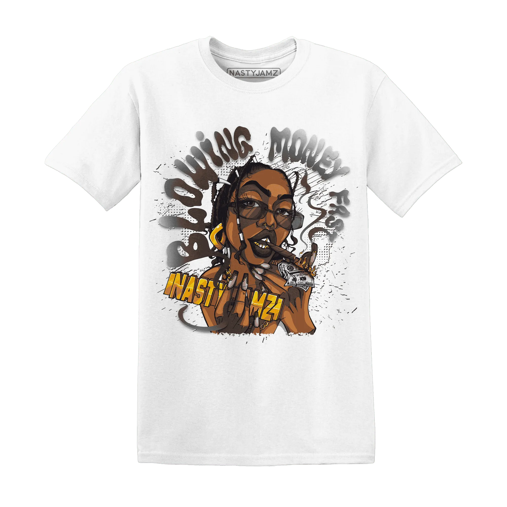 White-Thunder-4s-T-Shirt-Match-Blowing-Money-Fast-Girl