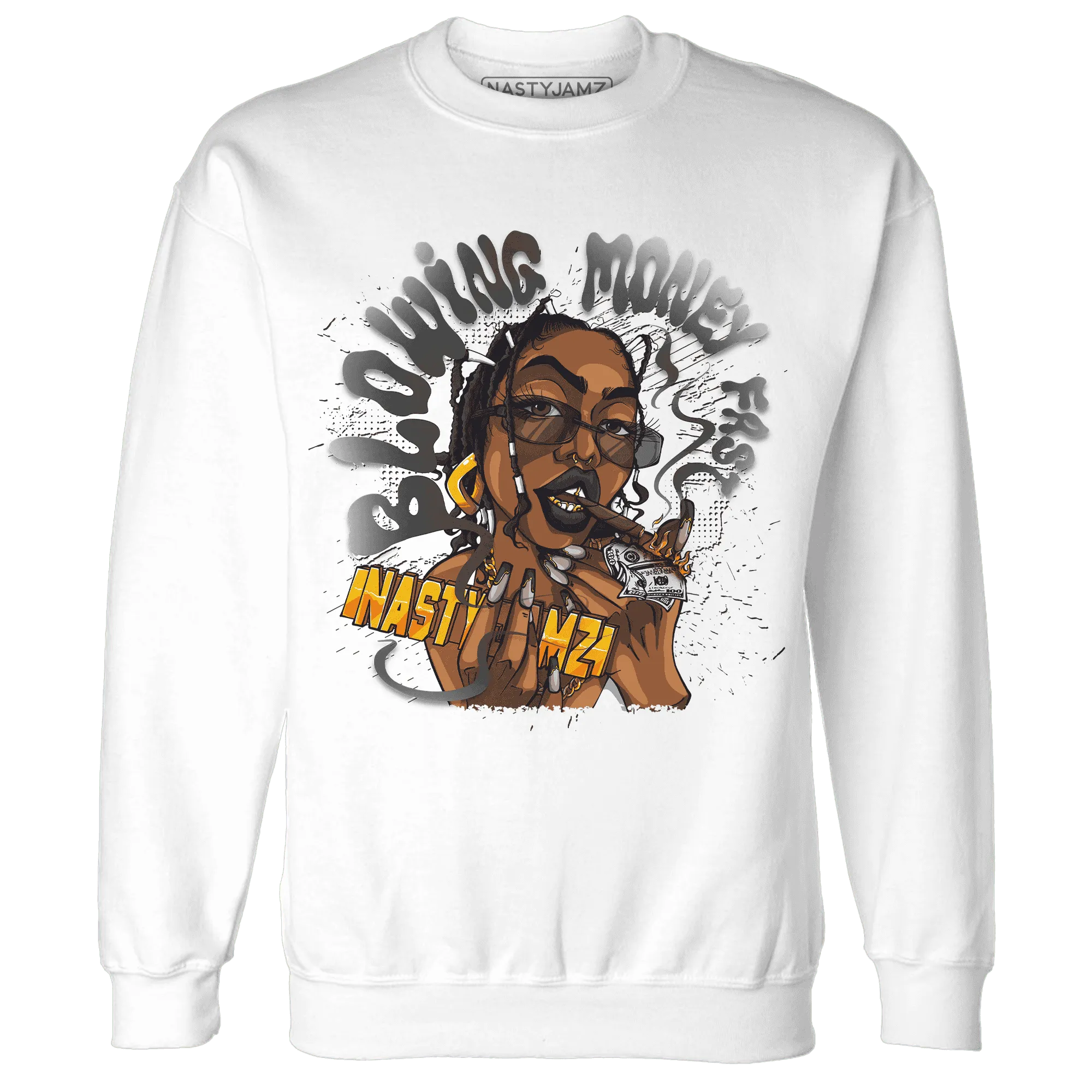 White-Thunder-4s-Sweatshirt-Match-Blowing-Money-Fast-Girl