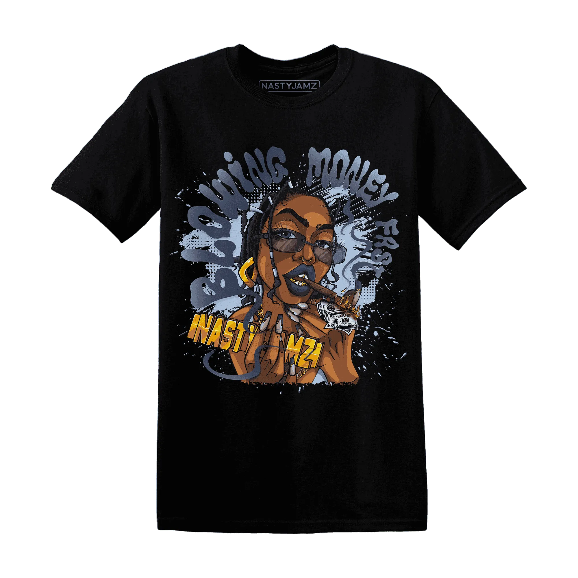 White-Navy-6s-T-Shirt-Match-Blowing-Money-Fast-Girl