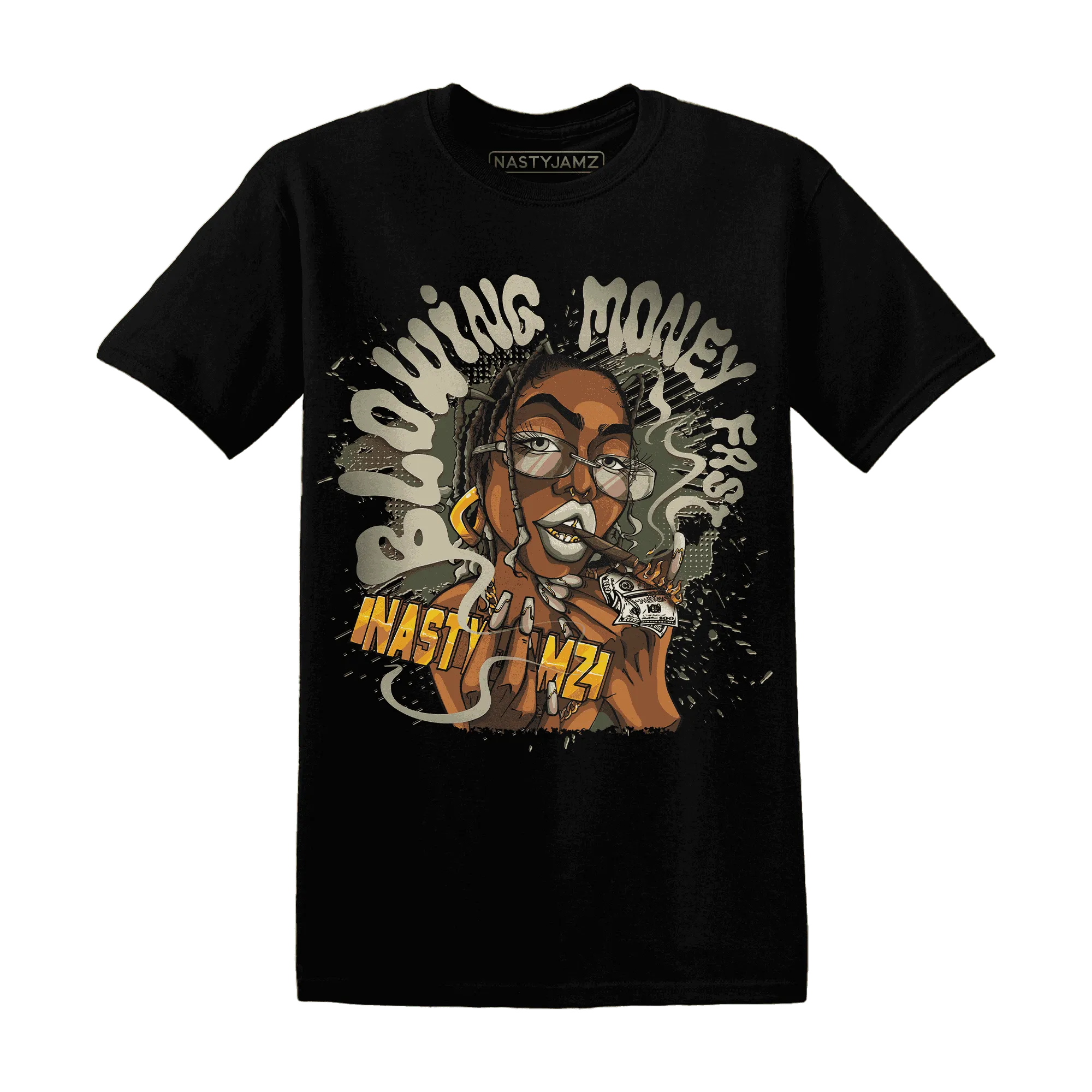 AM-1-Essential-Premium-NastyJamz-T-Shirt-Match-Blowing-Money-Fast-Girl