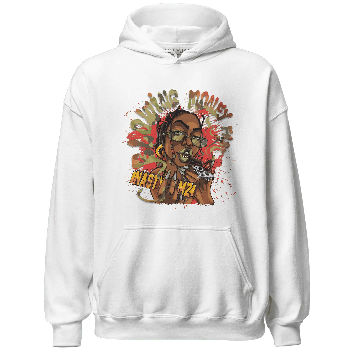 AM-90-Dark-Sage-Solar-Red-NastyJamz-Hoodie-Match-Blowing-Money-Fast-Girl