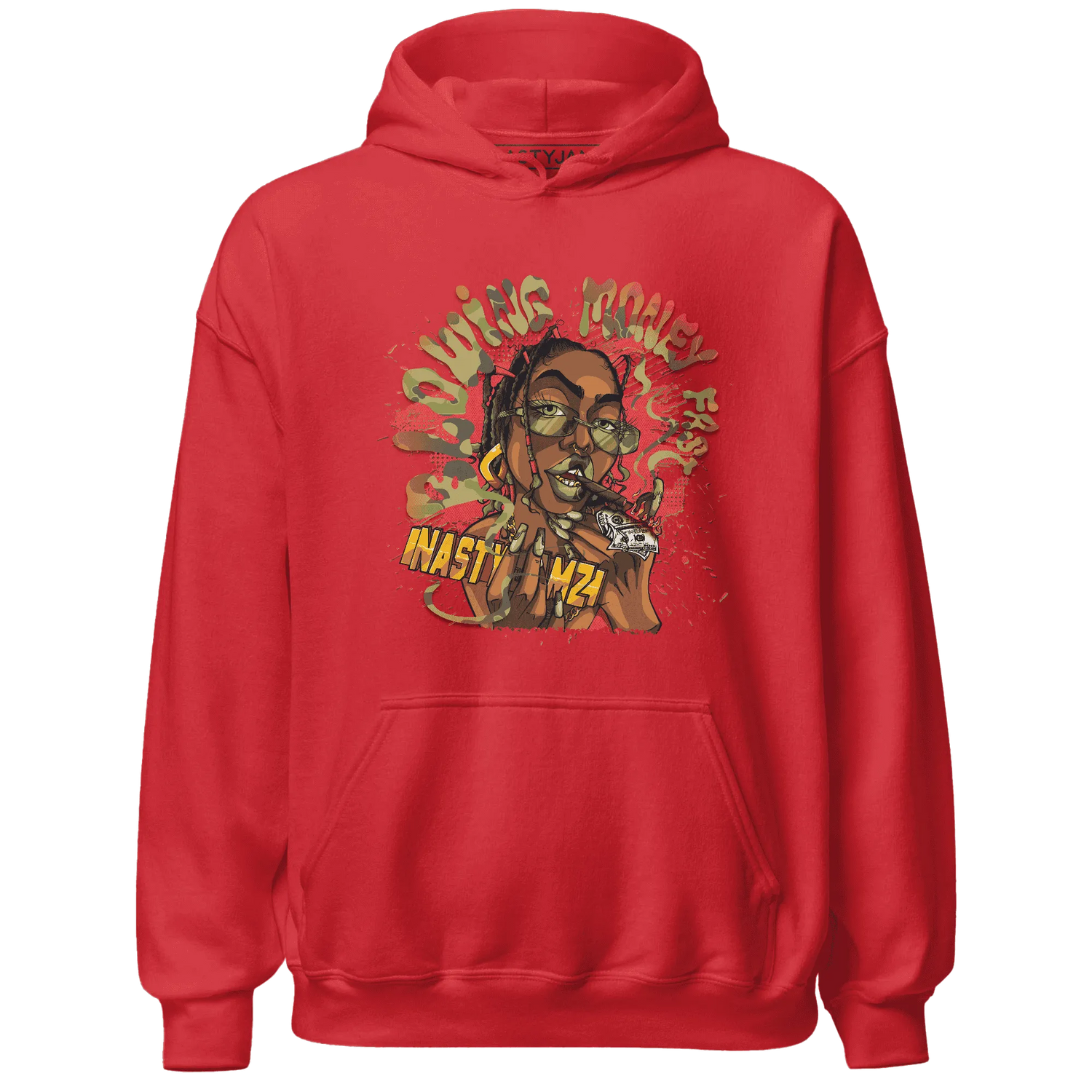 AM-90-Dark-Sage-Solar-Red-NastyJamz-Hoodie-Match-Blowing-Money-Fast-Girl