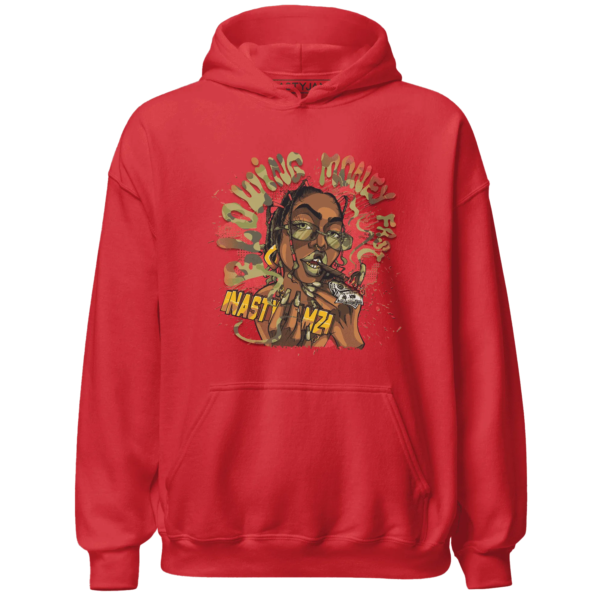 AM-90-Dark-Sage-Solar-Red-NastyJamz-Hoodie-Match-Blowing-Money-Fast-Girl