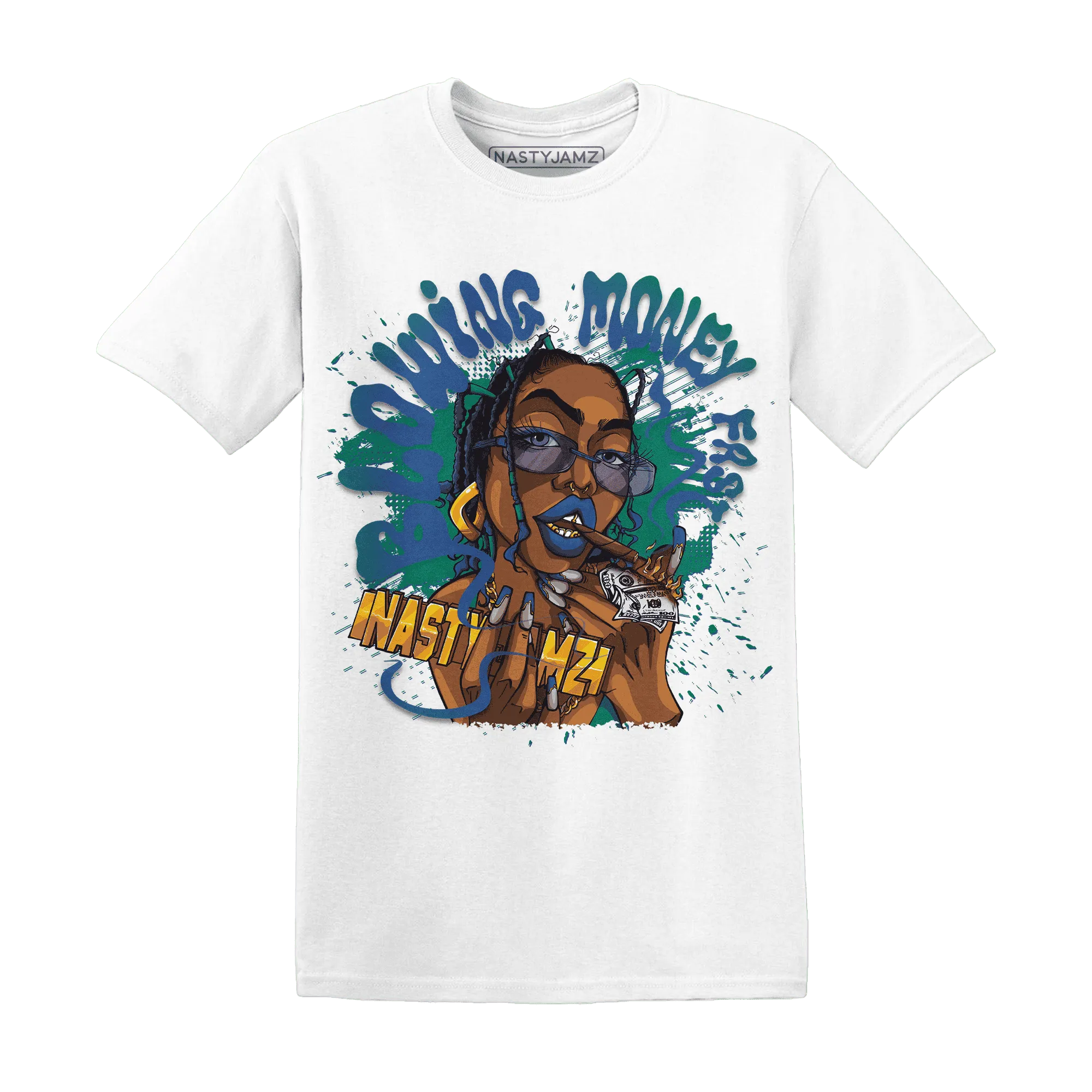 Dunk-Hyper-Royal-Malachite-NastyJamz-T-Shirt-Match-Blowing-Money-Fast-Girl