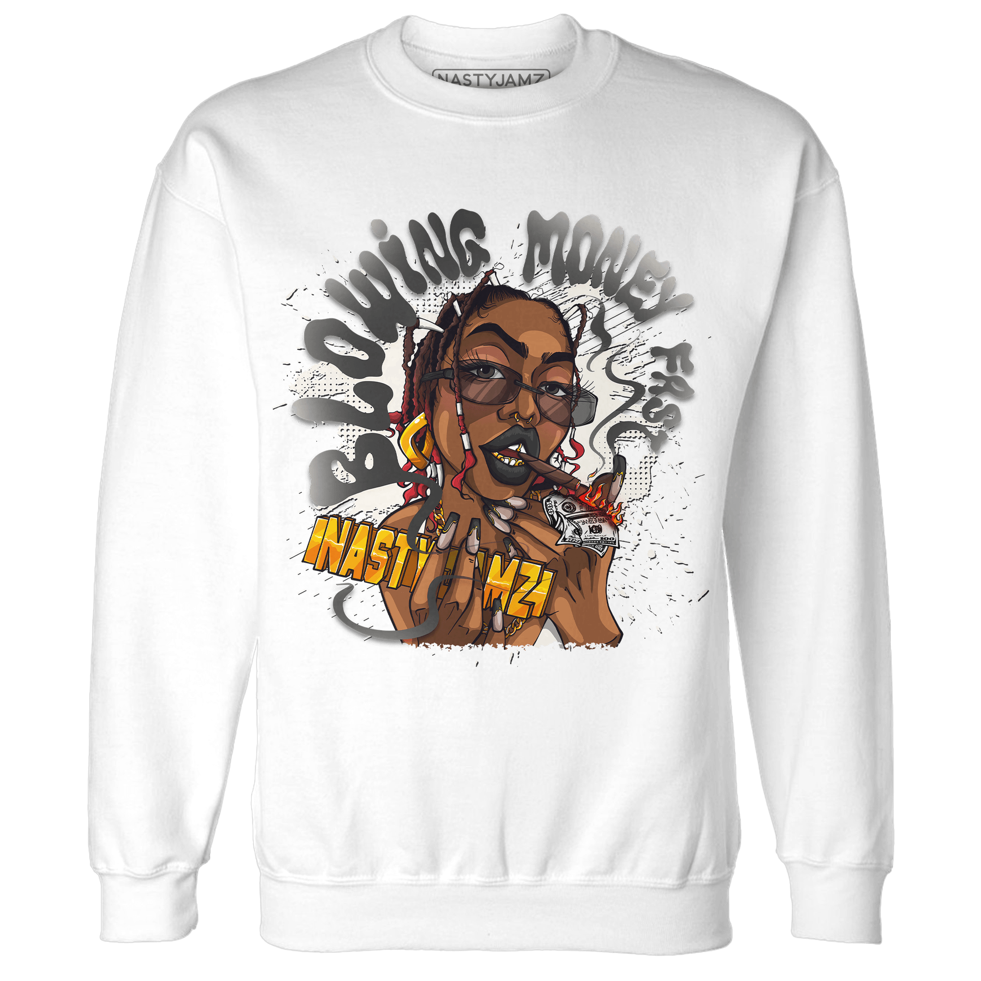 Jumman Jack Universityy Red Sweatshirt Match Blowing Money Fast Girl - NastyJamz