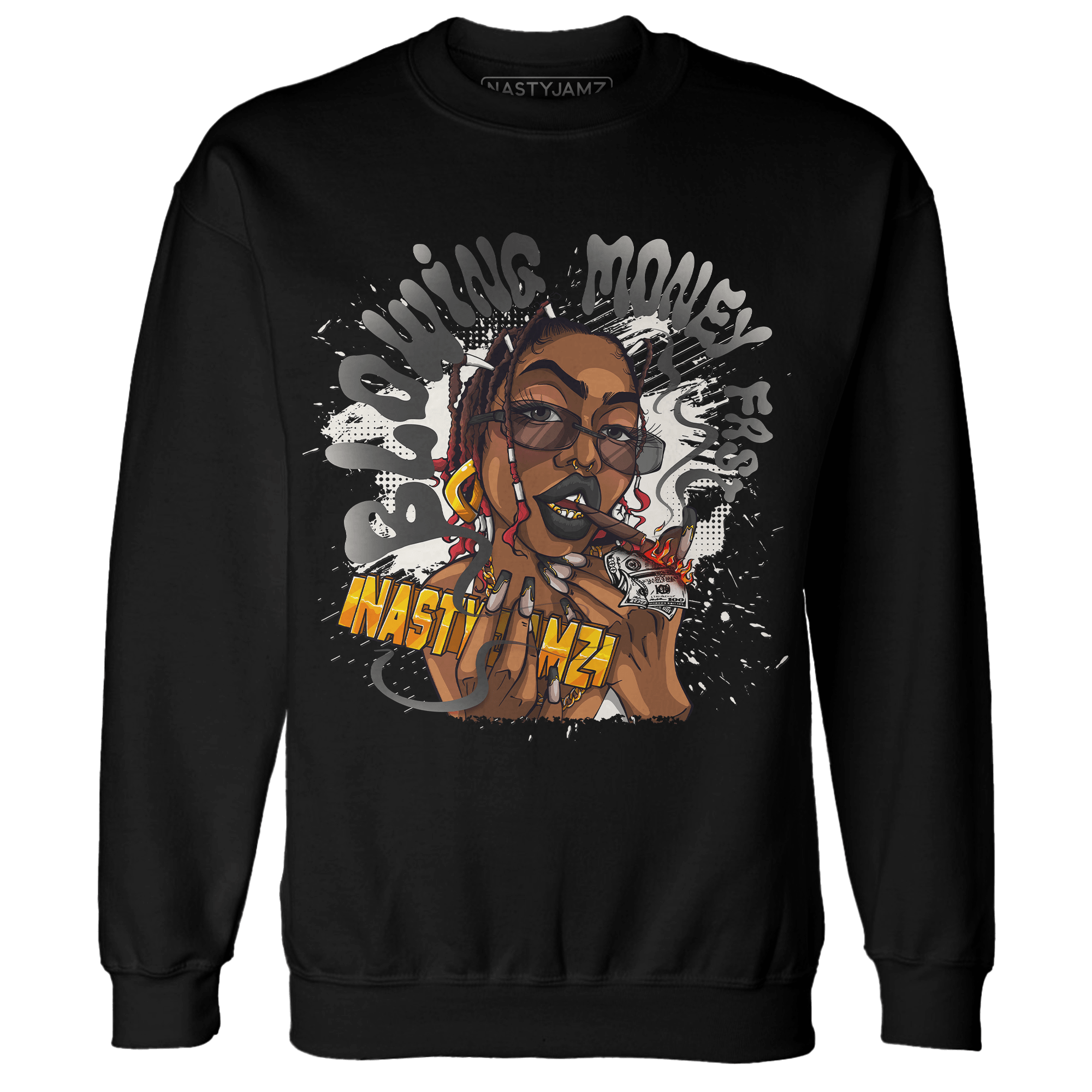 Jumman Jack Universityy Red Sweatshirt Match Blowing Money Fast Girl - NastyJamz