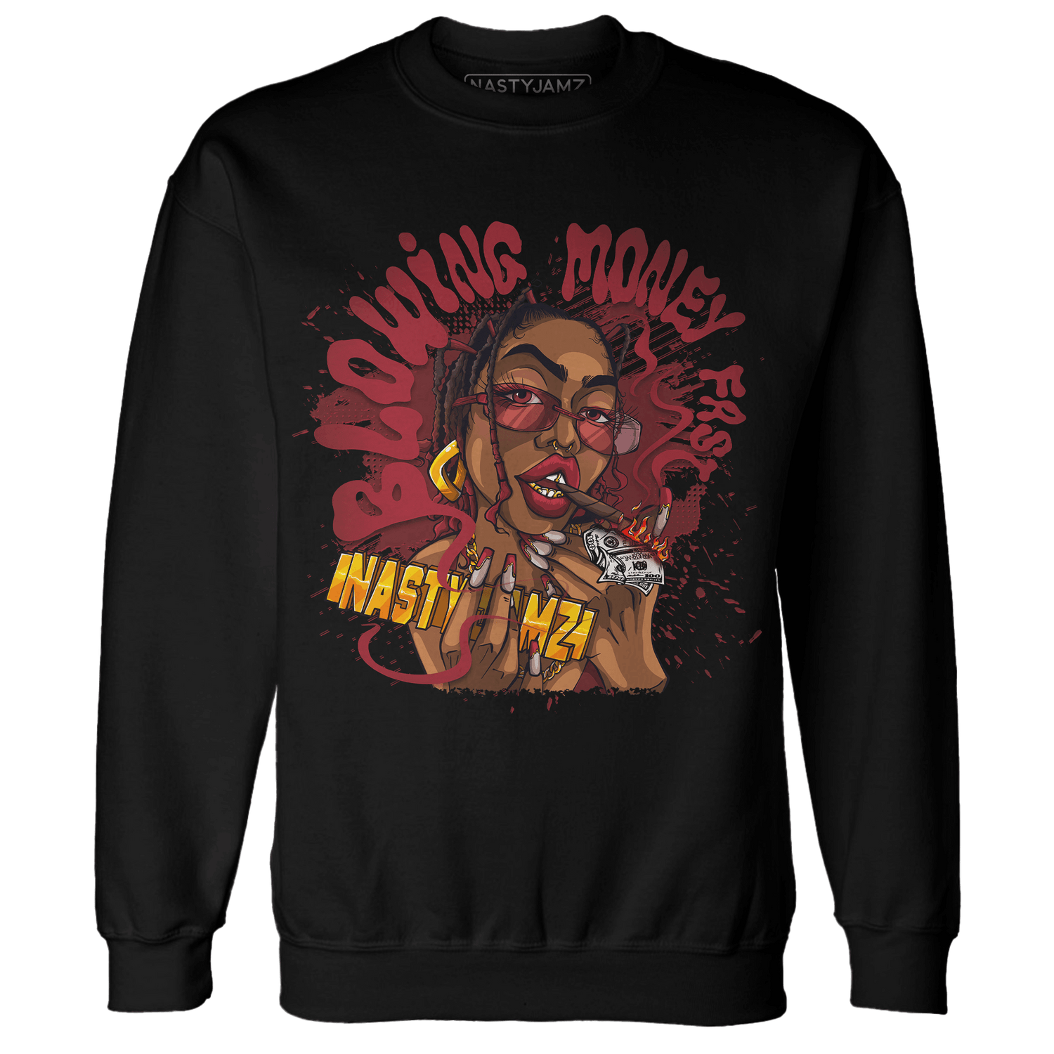Cherry 12s Sweatshirt Match Blowing Money Fast Girl - NastyJamz