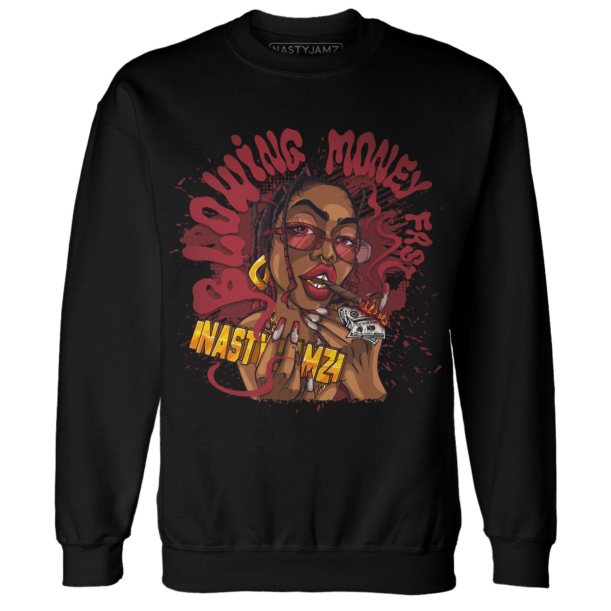 Cherry 12s Sweatshirt Match Blowing Money Fast Girl - NastyJamz