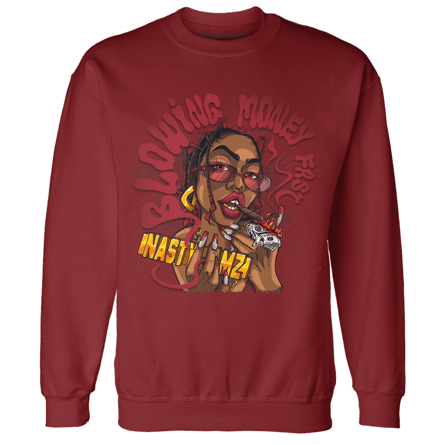 Cherry 12s Sweatshirt Match Blowing Money Fast Girl - NastyJamz
