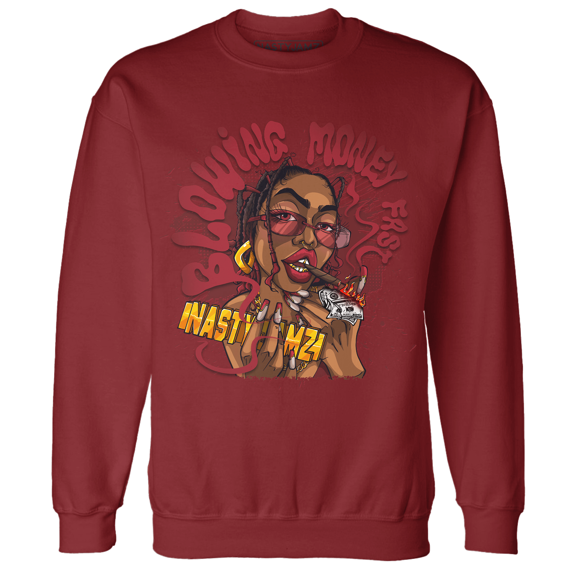 Cherry 12s Sweatshirt Match Blowing Money Fast Girl - NastyJamz