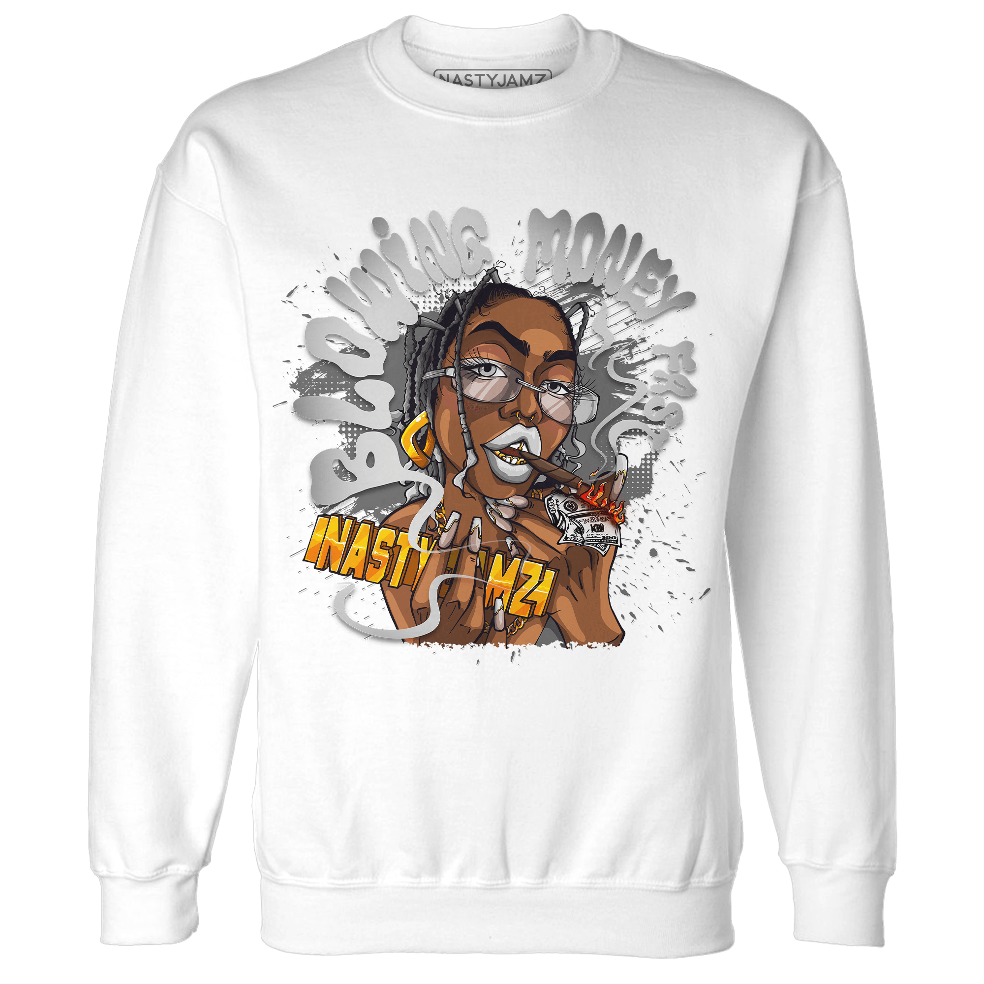 Retro High OG Black White 1s Sweatshirt Match Blowing Money Fast Girl - NastyJamz
