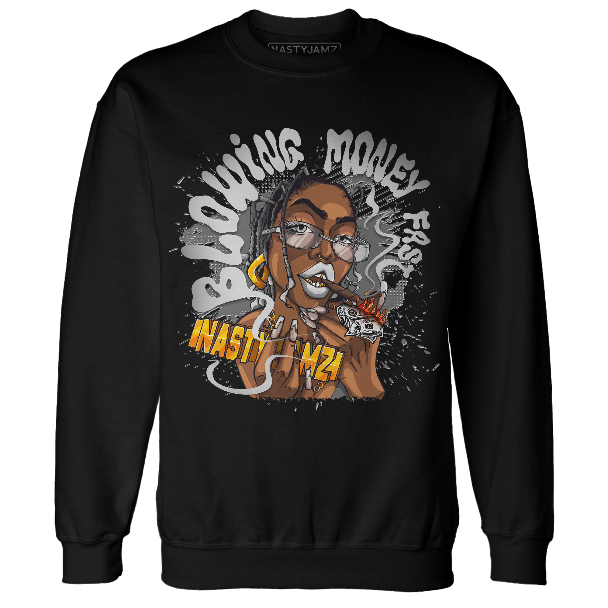 Retro High OG Black White 1s Sweatshirt Match Blowing Money Fast Girl - NastyJamz